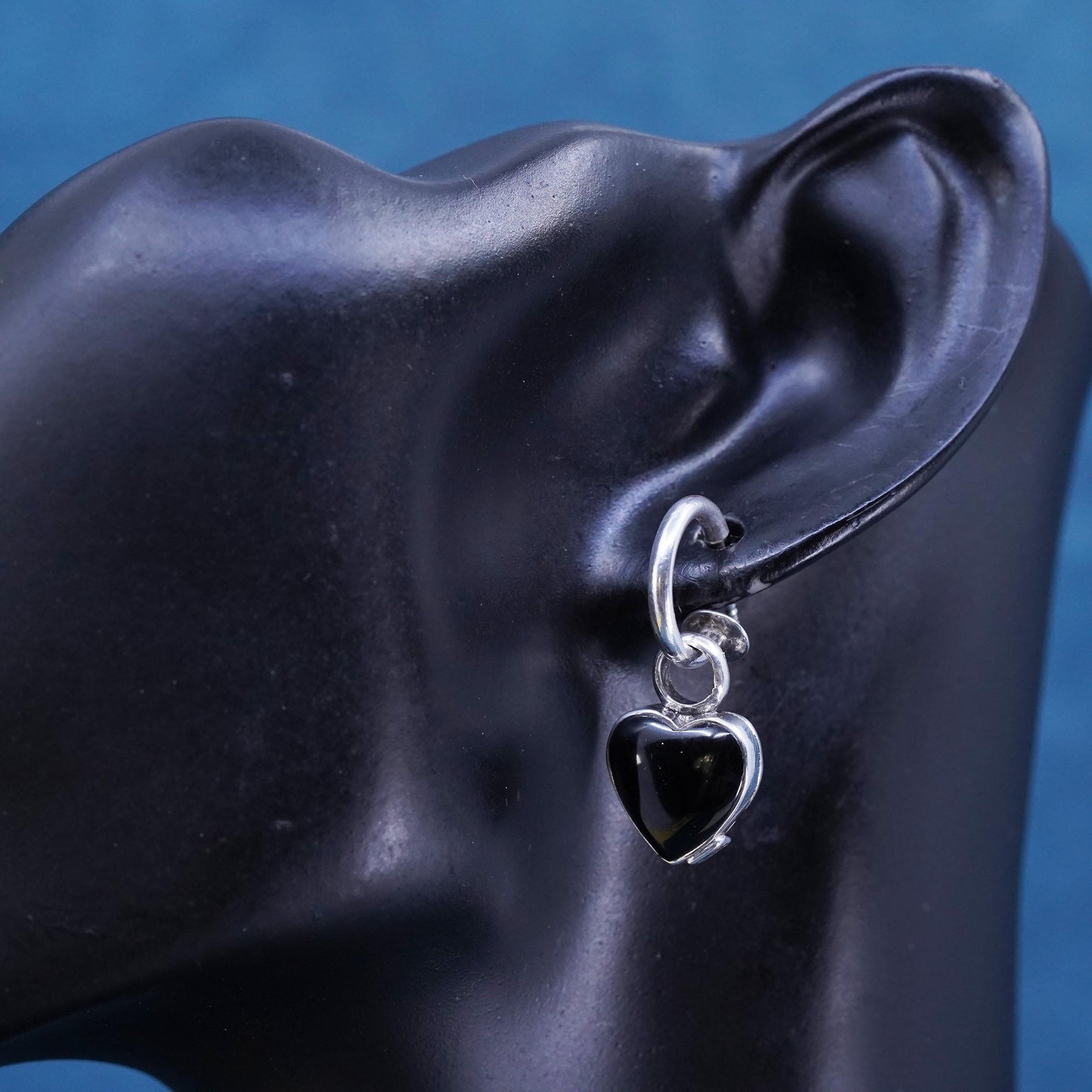 0.5”, Sterling silver earrings, 925 huggie hoops with double sided heart charms