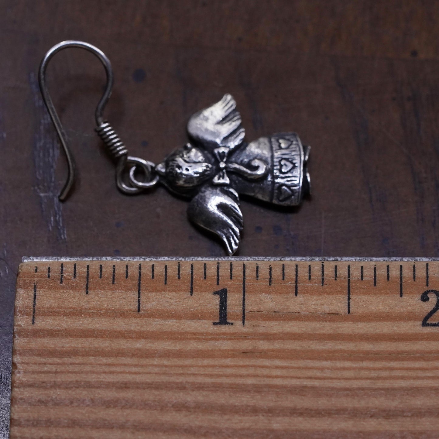 Vintage Sterling silver handmade pendant, 925 angel single earring