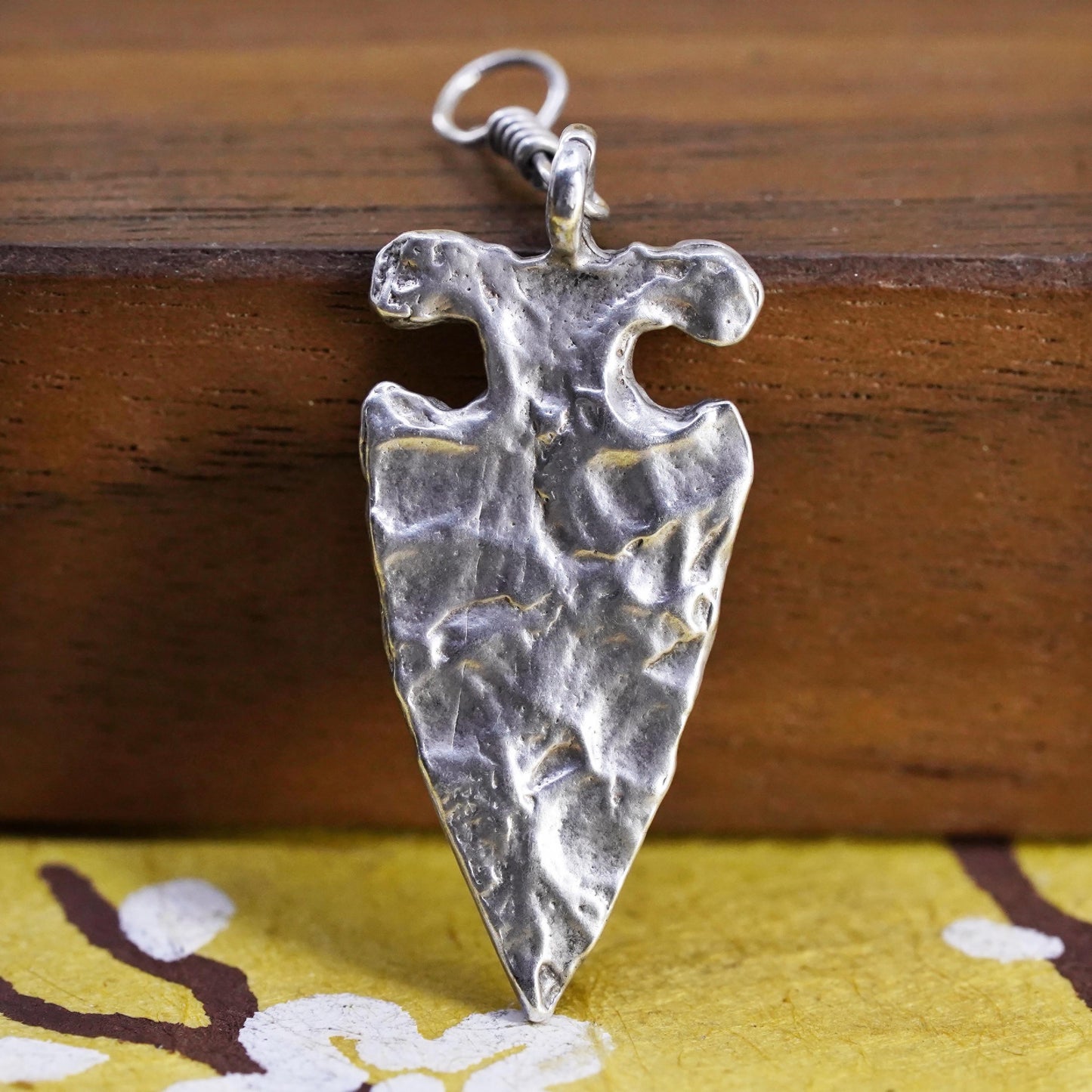 Vintage southwestern Sterling silver handmade pendant, 925 hammered arrow charm