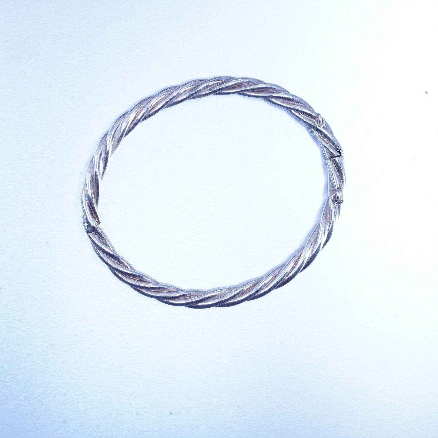 7”, Vintage Sterling 925 silver handmade bracelet, twisted tube bangle