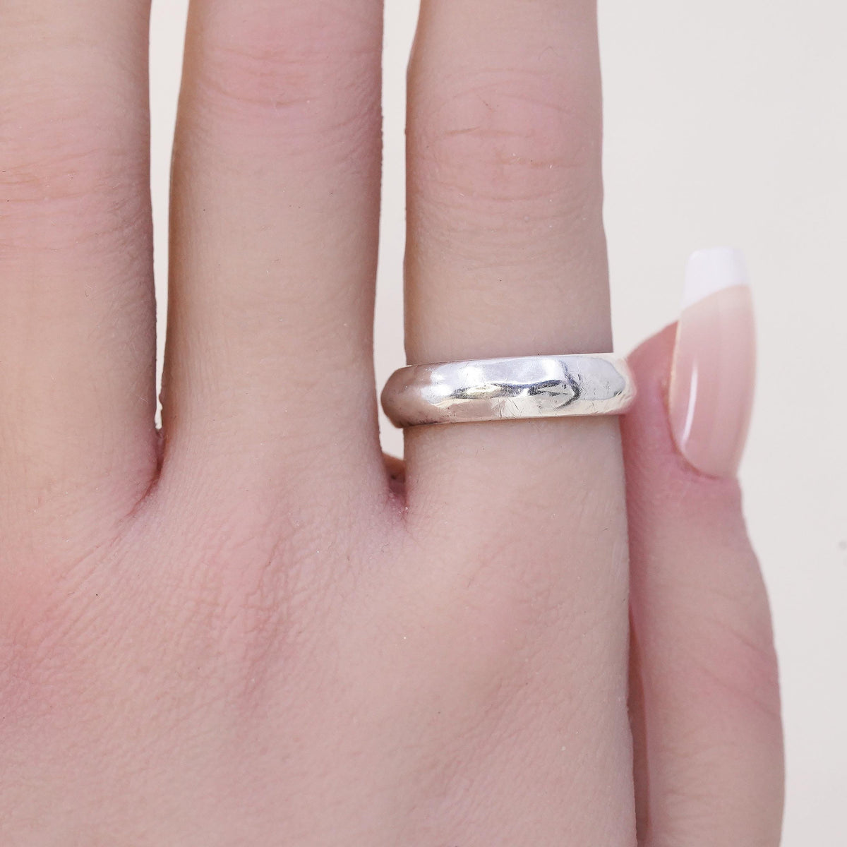 Size 8.5, Vintage sterling silver handmade ring, 925 silver band, wedding band