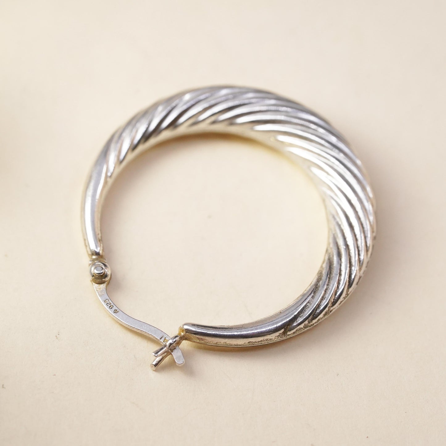 1", Vintage sterling silver loop single earring, fashion primitive twisted hoop
