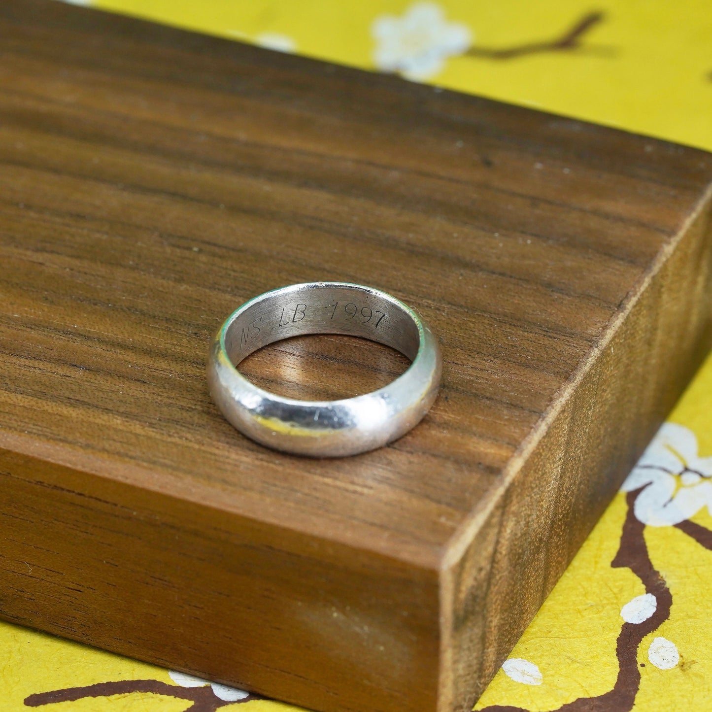 size 6.75, vintage Sterling silver handmade ring, solid 925 silver wedding band