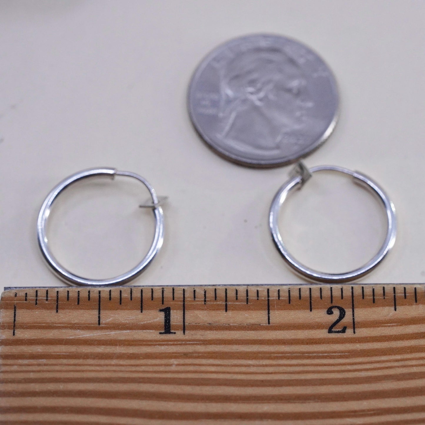 0.75", Vintage sterling silver loop earrings, fashion, fine 925 silver hoops