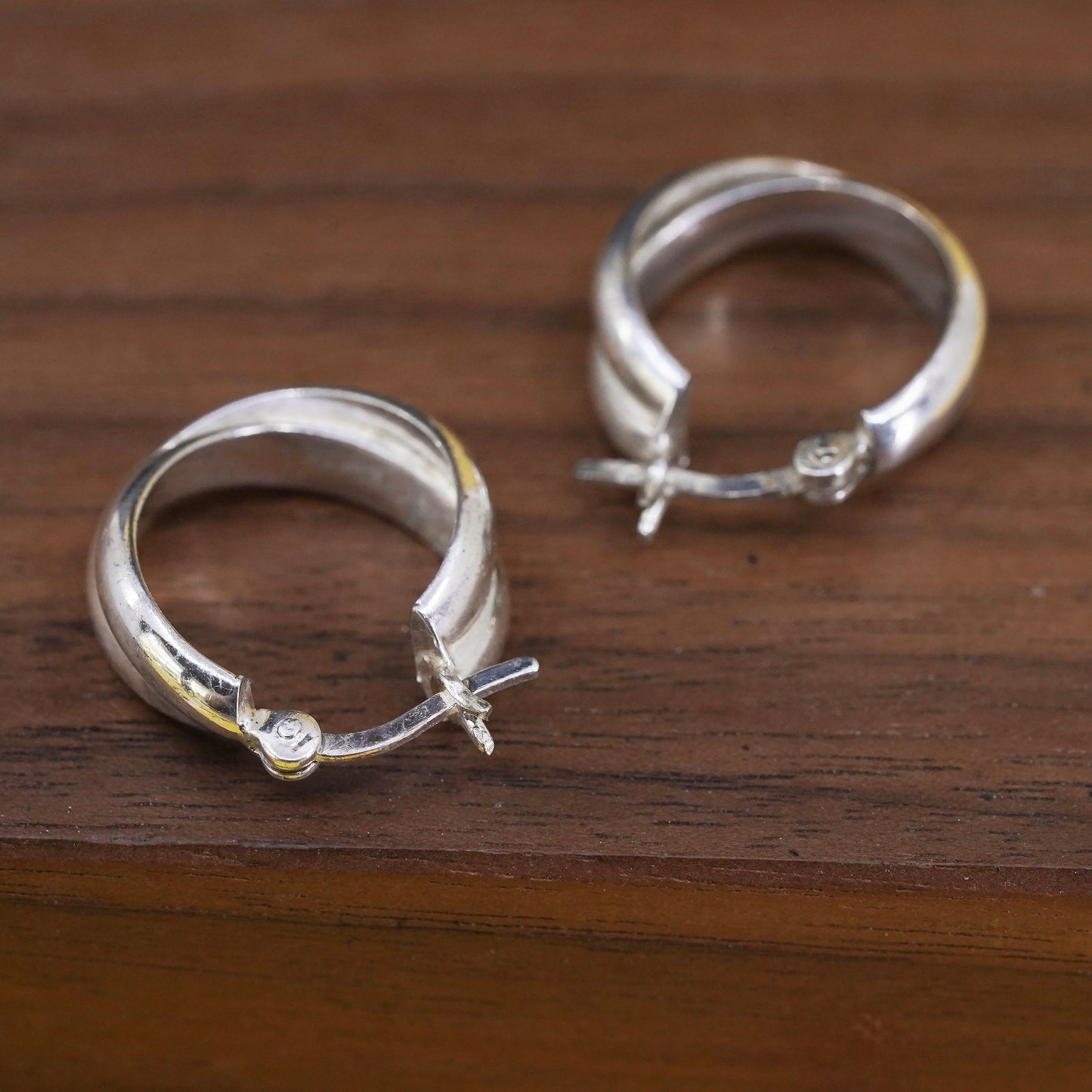 0.75”, Vintage Sterling 925 silver handmade earrings, 925 entwined hoops
