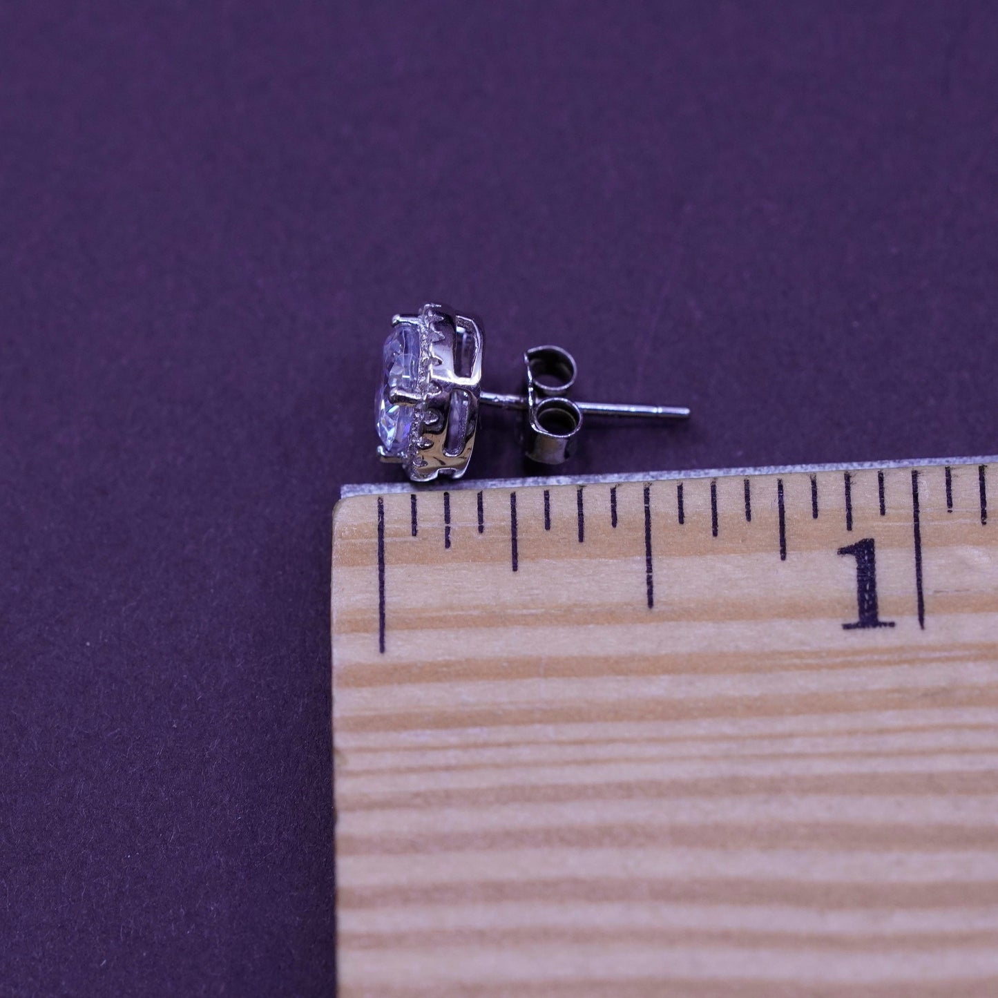 Vintage modern Sterling 925 silver studs, earrings with cz around