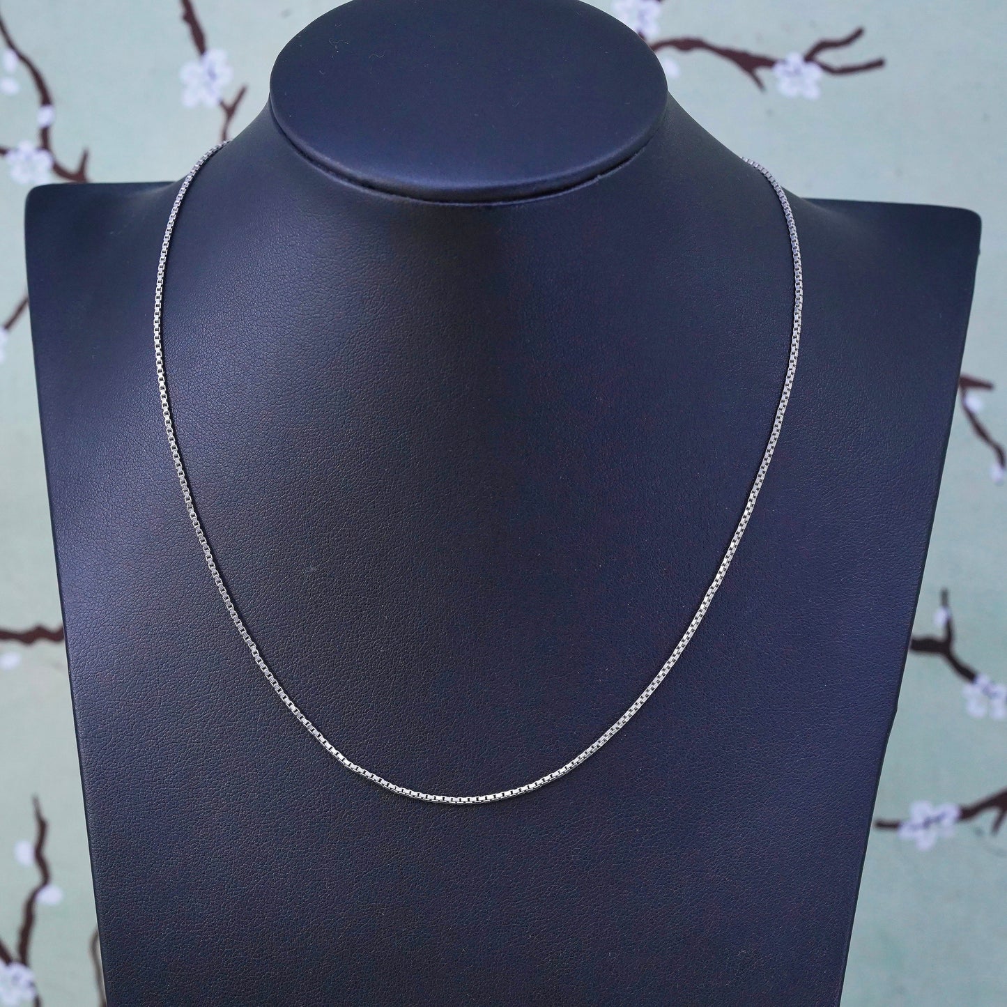 17” 1.4mm, Vintage Italian sterling 925 silver box chain, necklace