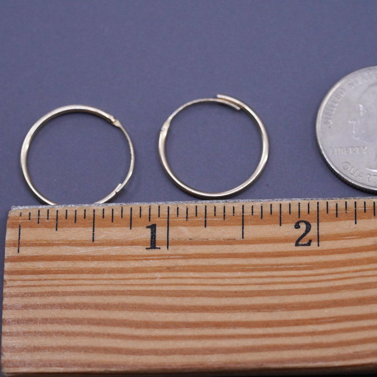 0.75", vintage vermeil gold Sterling silver handmade hoop earrings, 925 huggie