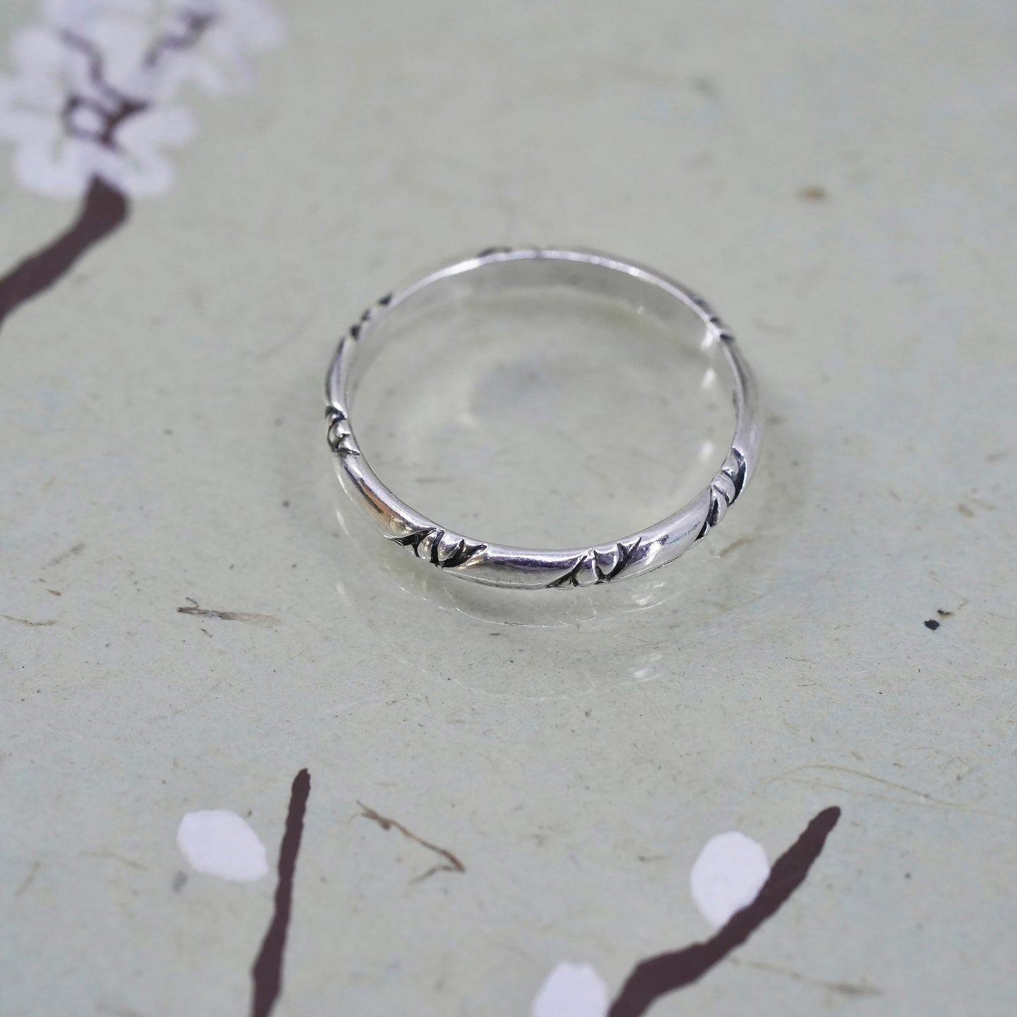 Size 12.25, vintage sterling silver handmade ring, 925 thin stackable band