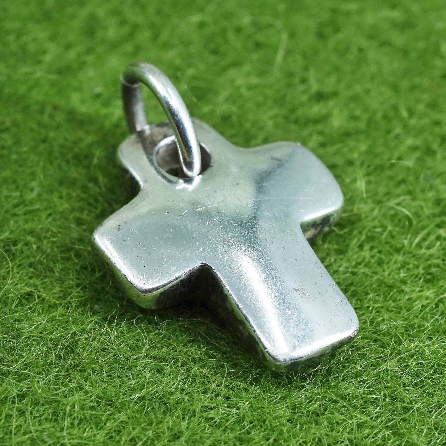 Vintage modern Sterling silver handmade pendant, 925 cross charm