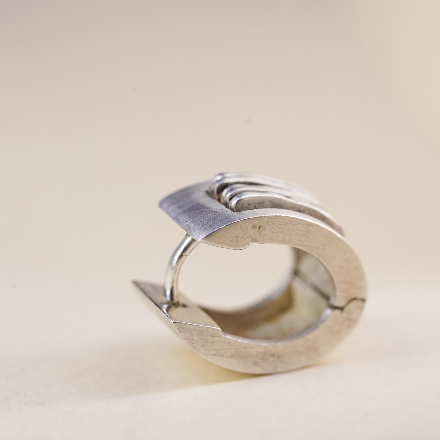 0.5”, Vintage sterling silver single earring, 925 huggie hoop