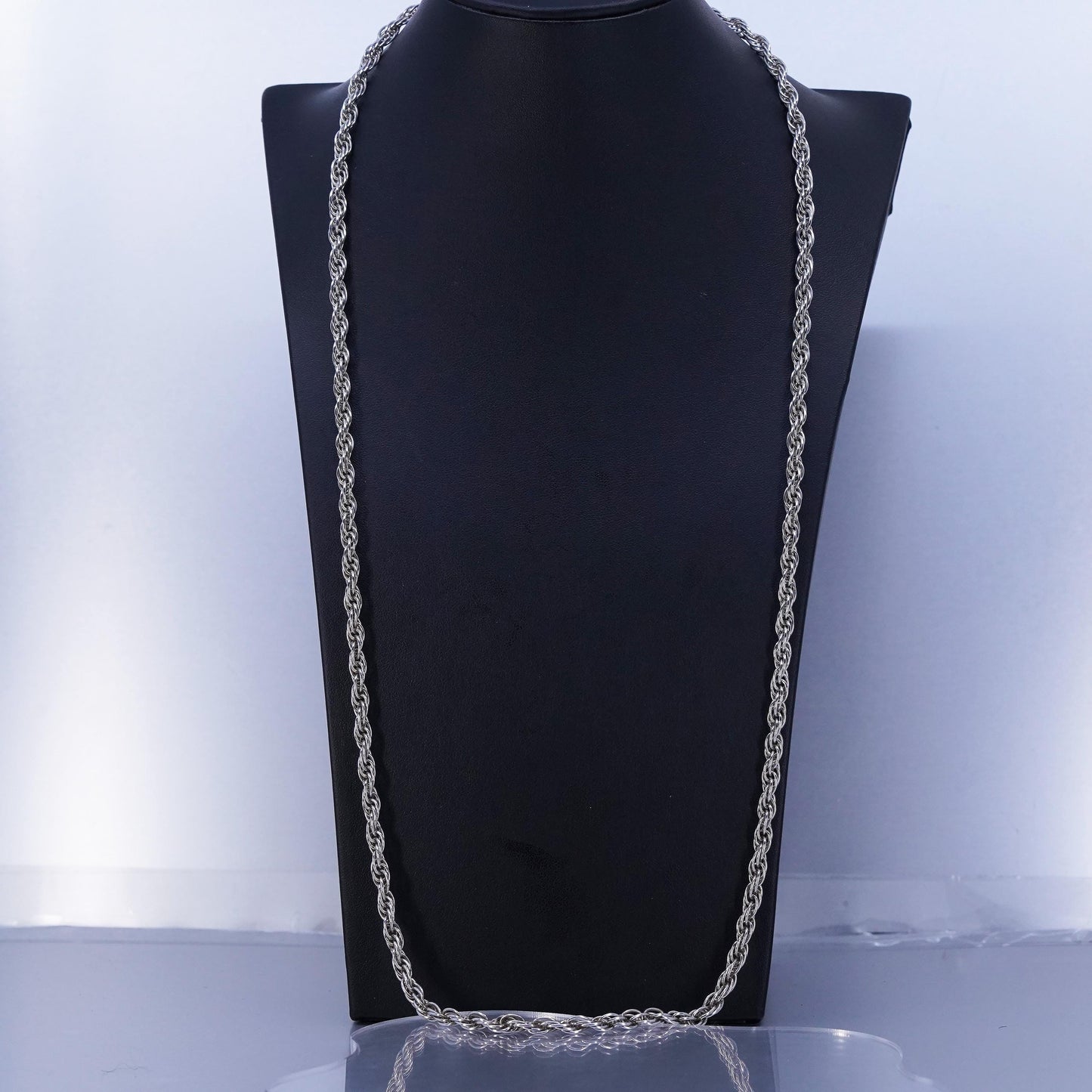 30” 5mm, vintage Italian Sterling 925 silver bold rope chain necklace
