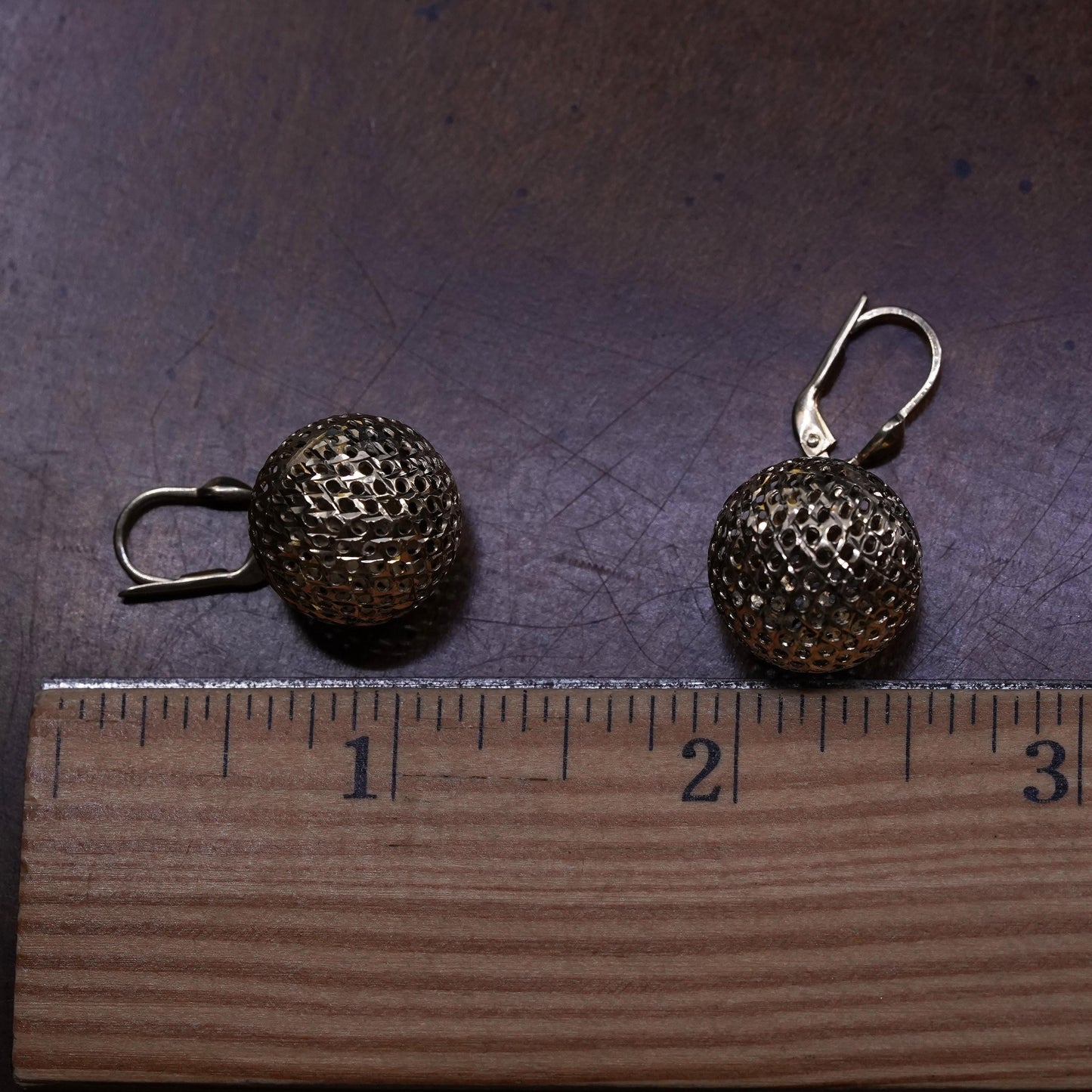 Vintage Italian vermeil gold over Sterling silver 925 earrings filigree beads
