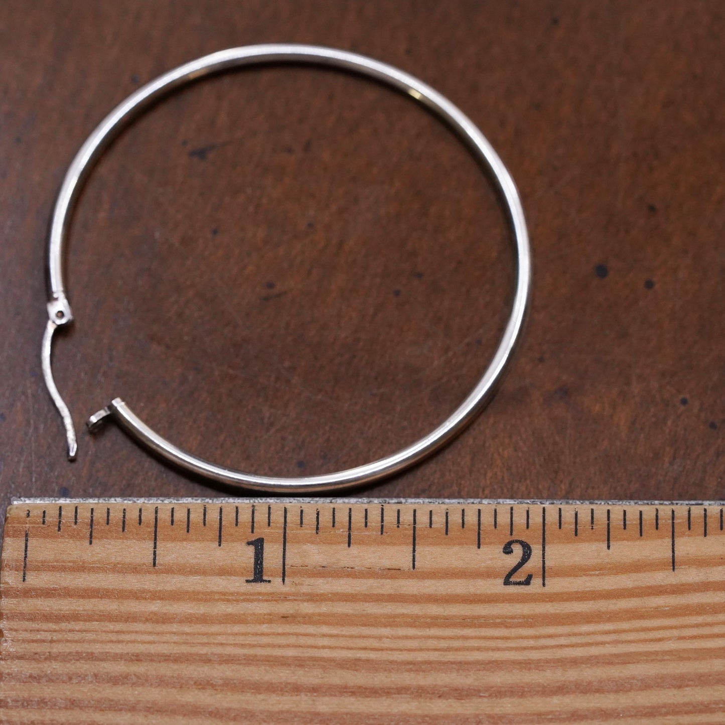 1.75", Vintage sterling silver loop single earring, thin hoop