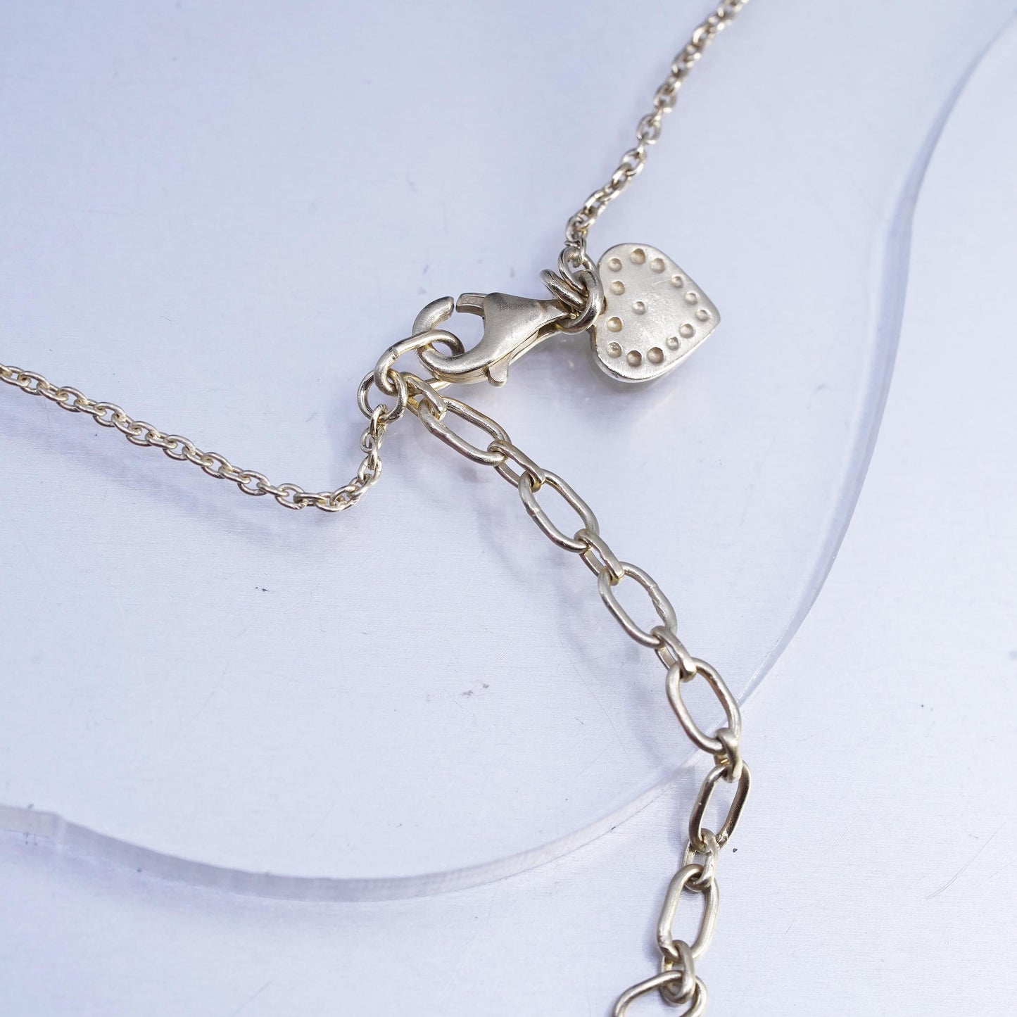 18+2" vermeil gold plated Sterling 925 silver circle necklace with heart charm
