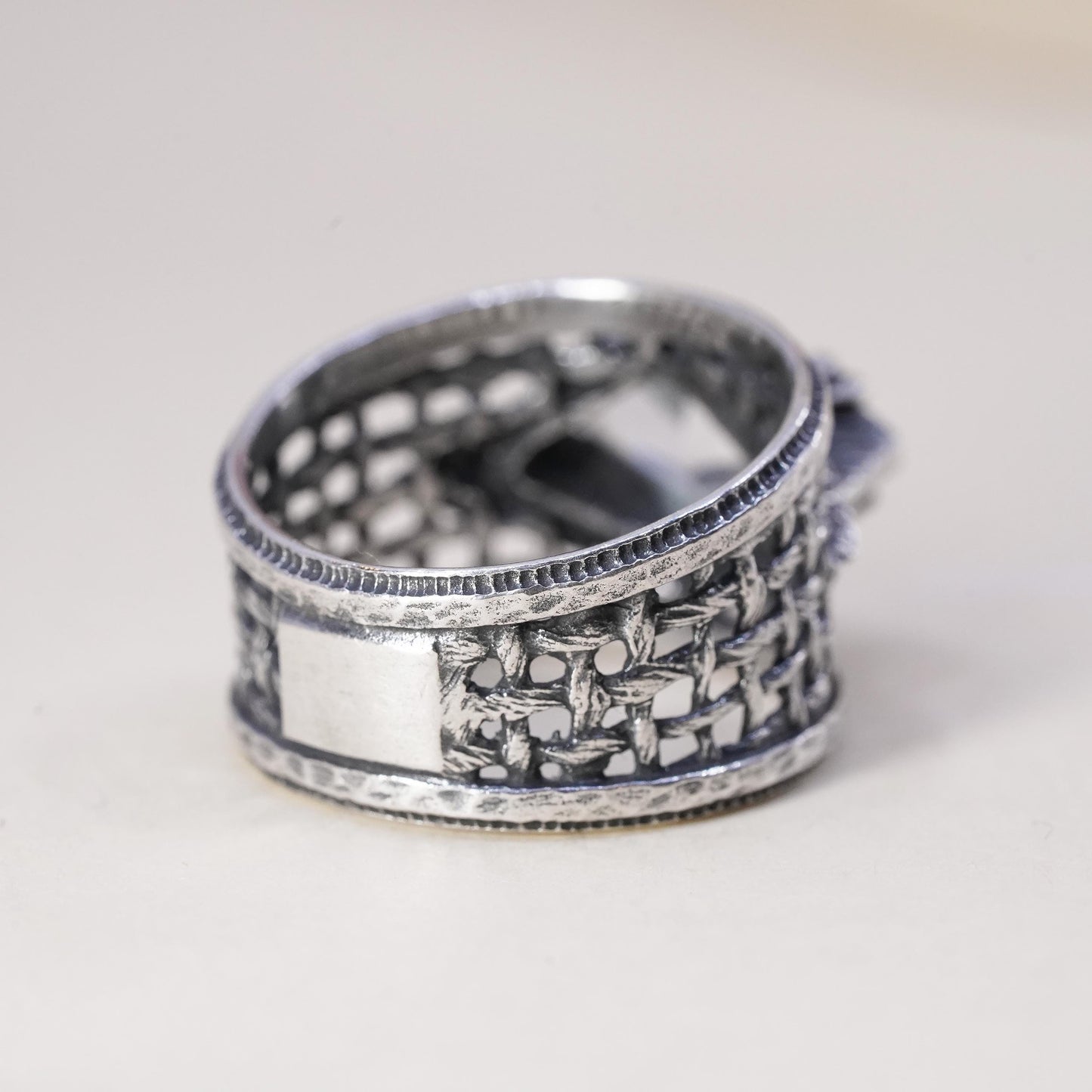 Size 7.5, Silpada 925 Sterling Silver Cubic Zirconia Filigree Ring CZ R1737