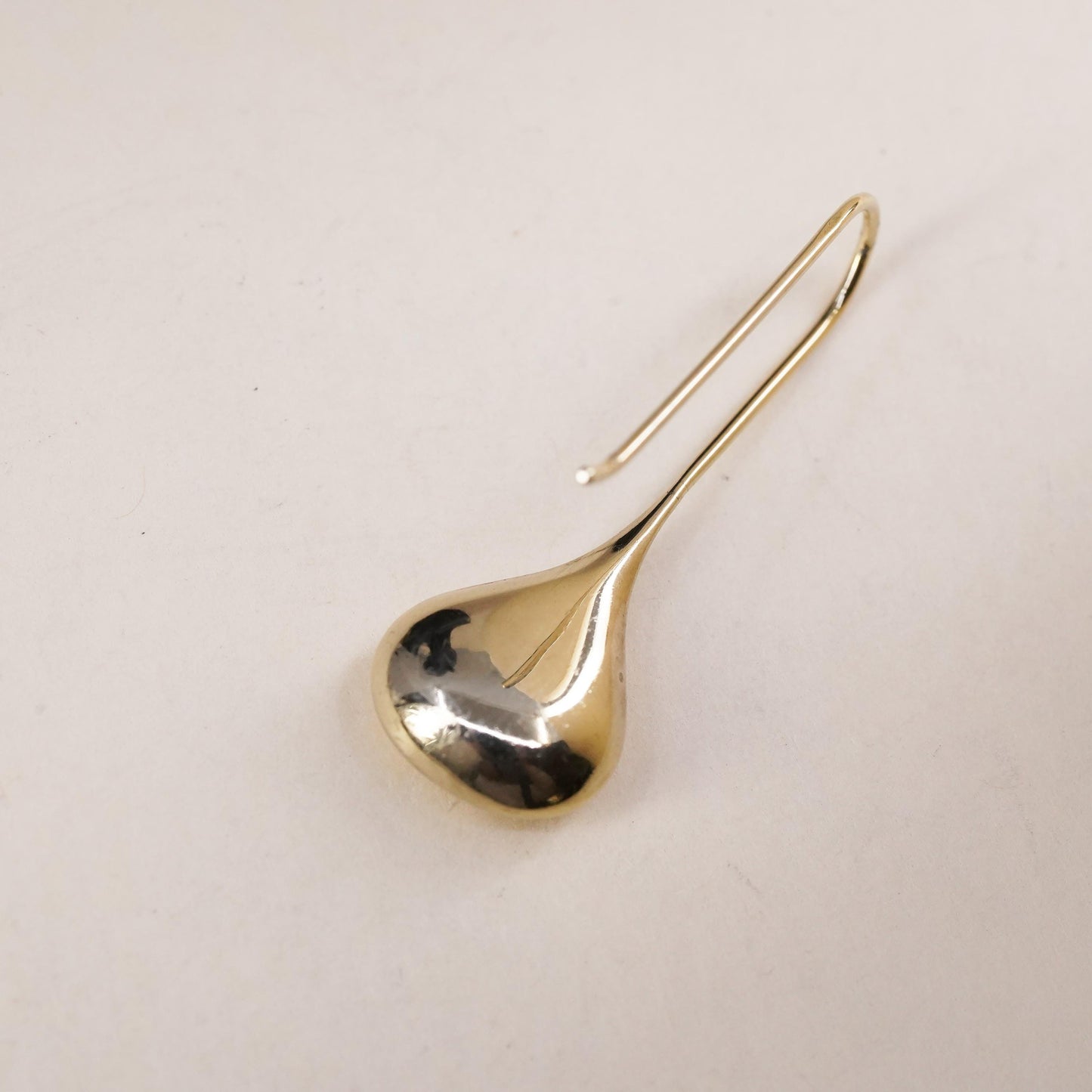 vintage modernist vermeil gold over sterling silver 925 single teardrop earring