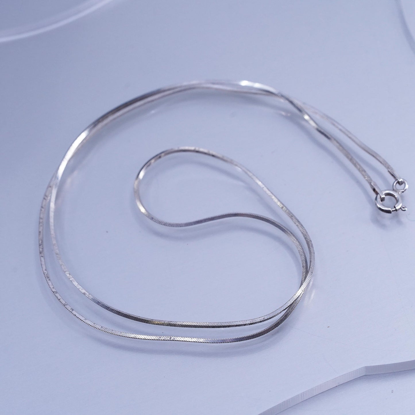 20” 1mm, vintage Italy Sterling 925 silver square snake chain necklace