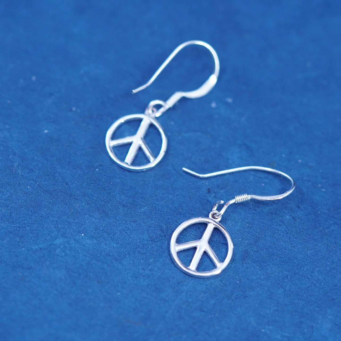 Vintage sterling 925 silver handmade earrings, CND peace sign