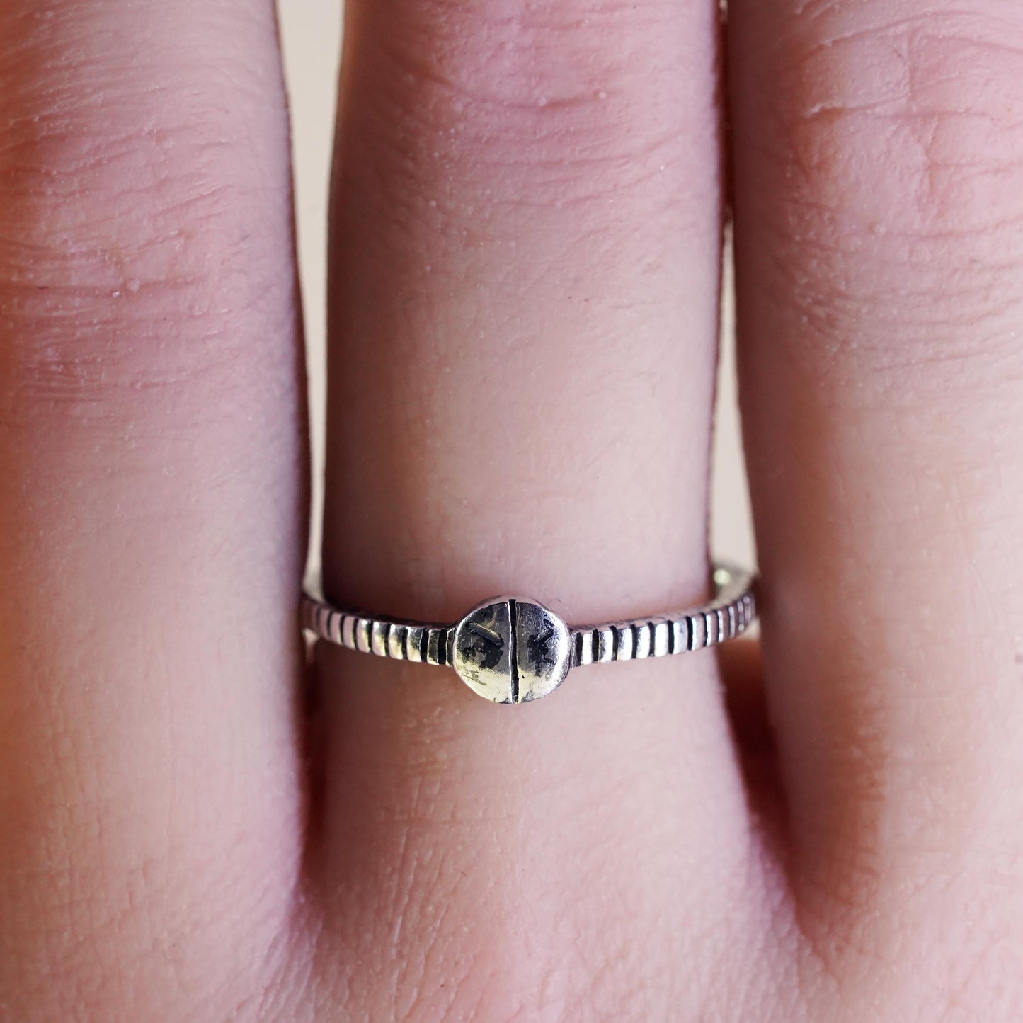 Size 8, vintage sterling silver handmade ring, 925 thin stackable band
