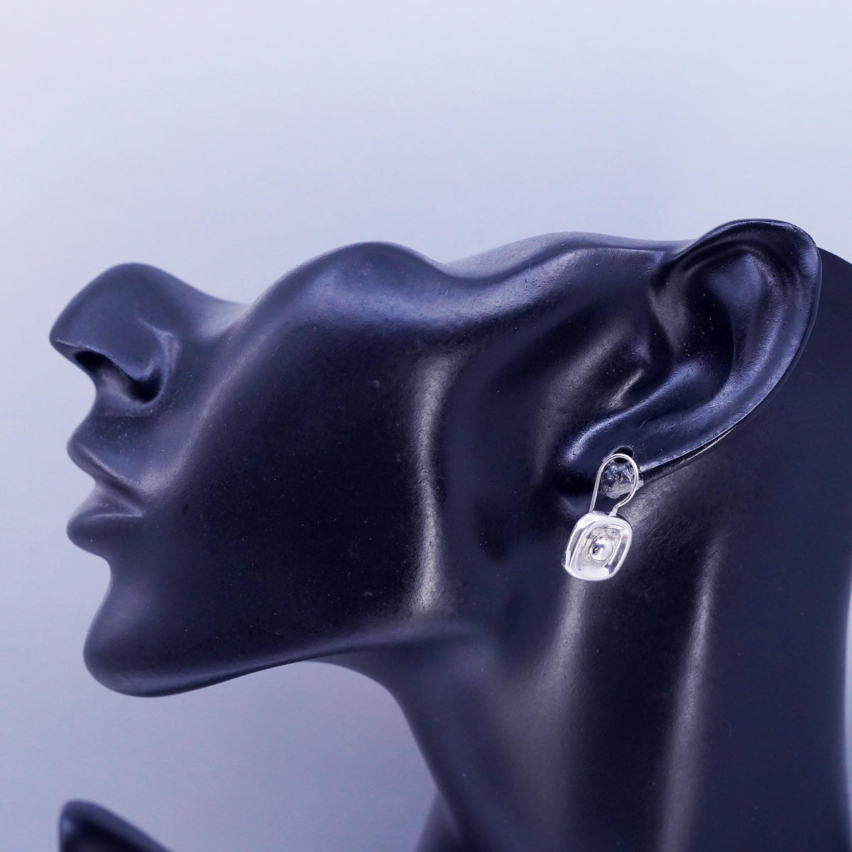 Vinatge southwestern Sterling silver handmade earrings, 925 bead square dangles