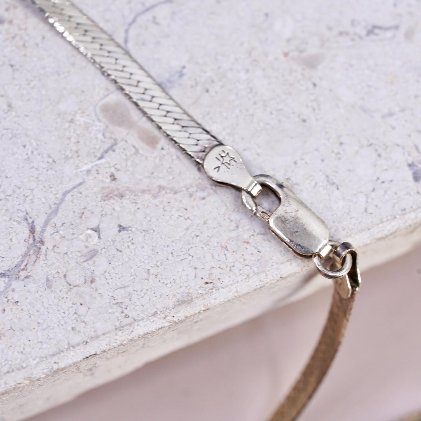 30", Italian vermeil gold over Sterling silver necklace, 925 herringbone chain