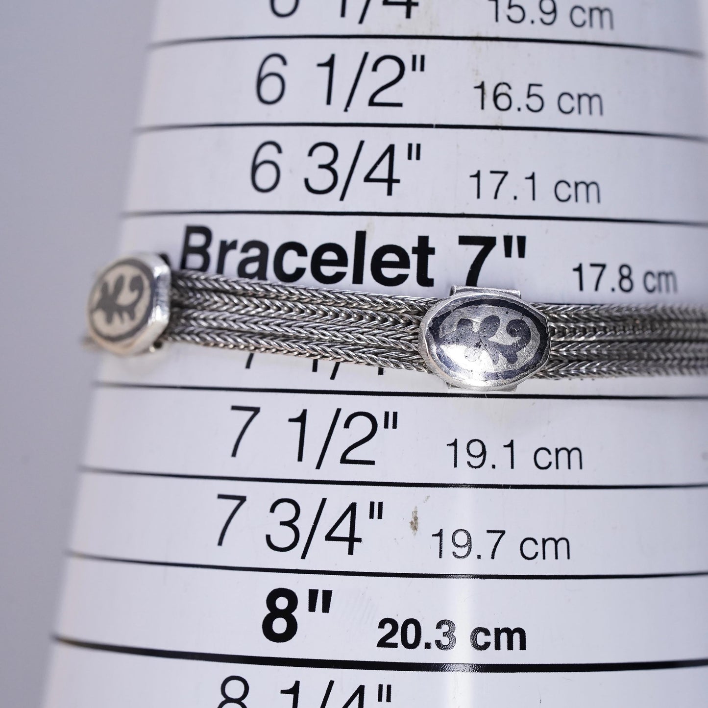 7.25”, VTG sterling silver handmade bracelet, multi strands 925 wheat chains