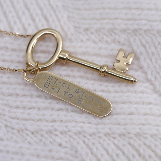 30", vermeil gold Sterling silver extra long necklace, 925 circle key 1st class