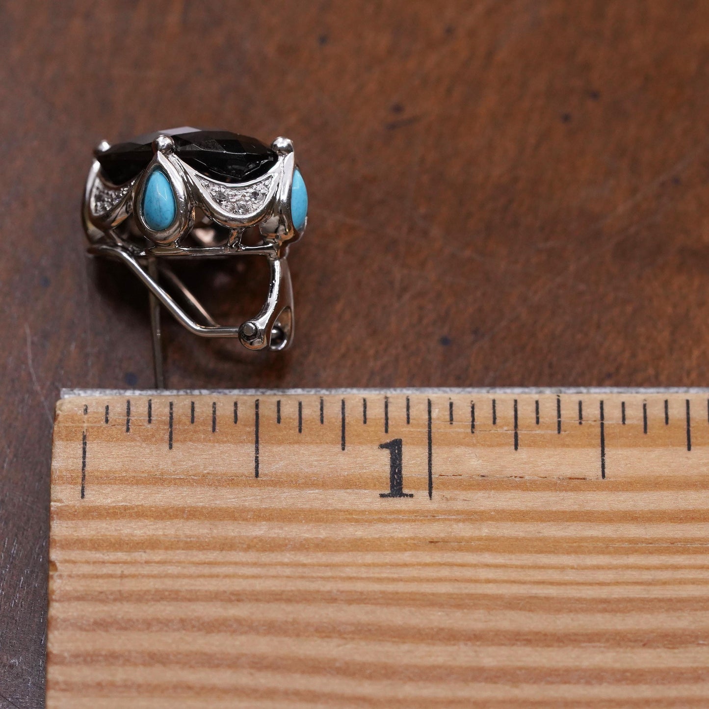 VTG Sterling 925 Silver and single 1 earring smoky quartz, Latch Back Fastener