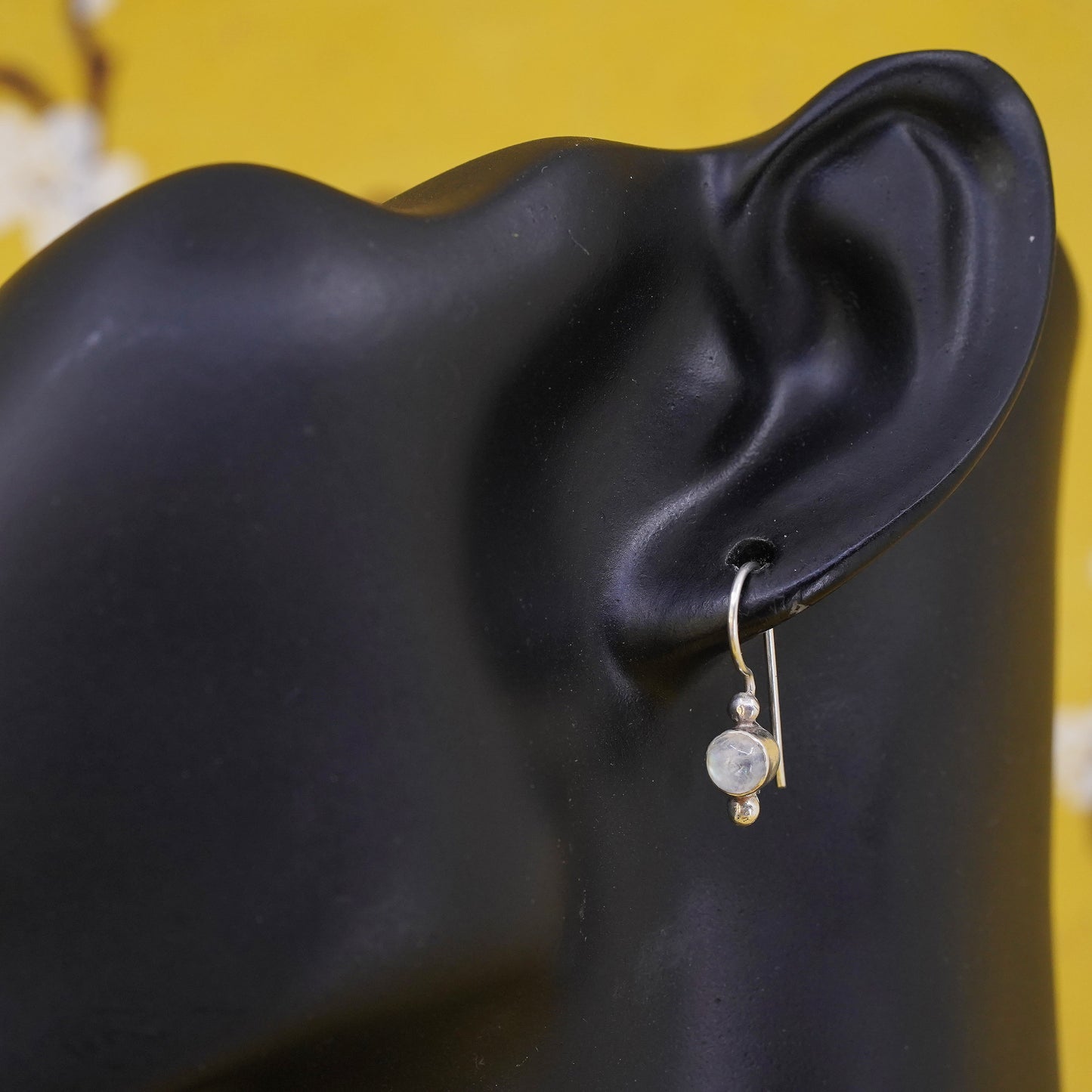 Vintage Sterling 925 silver handmade earrings with moonstone