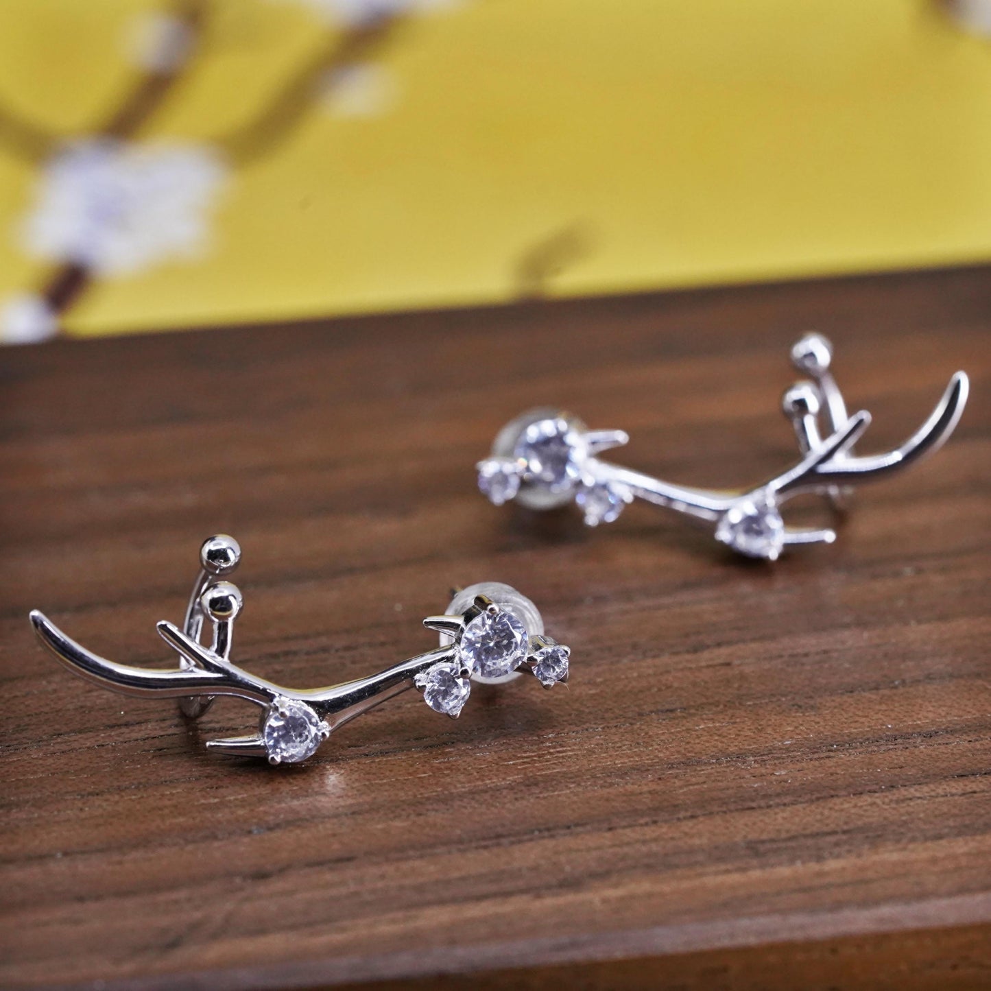 Vintage Sterling 925 silver clear Cz studs, Swarovski earrings