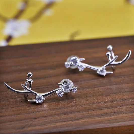 Vintage Sterling 925 silver clear Cz studs, Swarovski earrings
