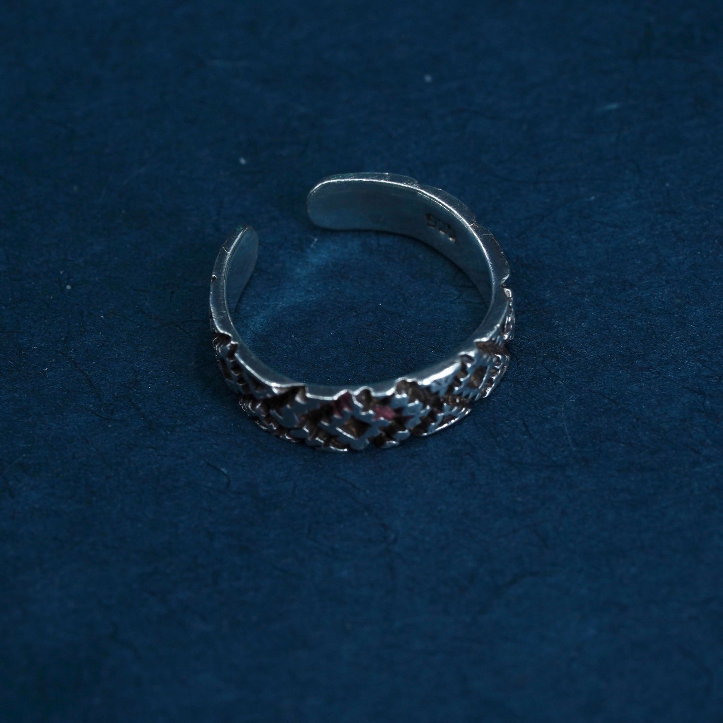 Size 2.5, vintage Sterling silver handmade ring, 925 textured band
