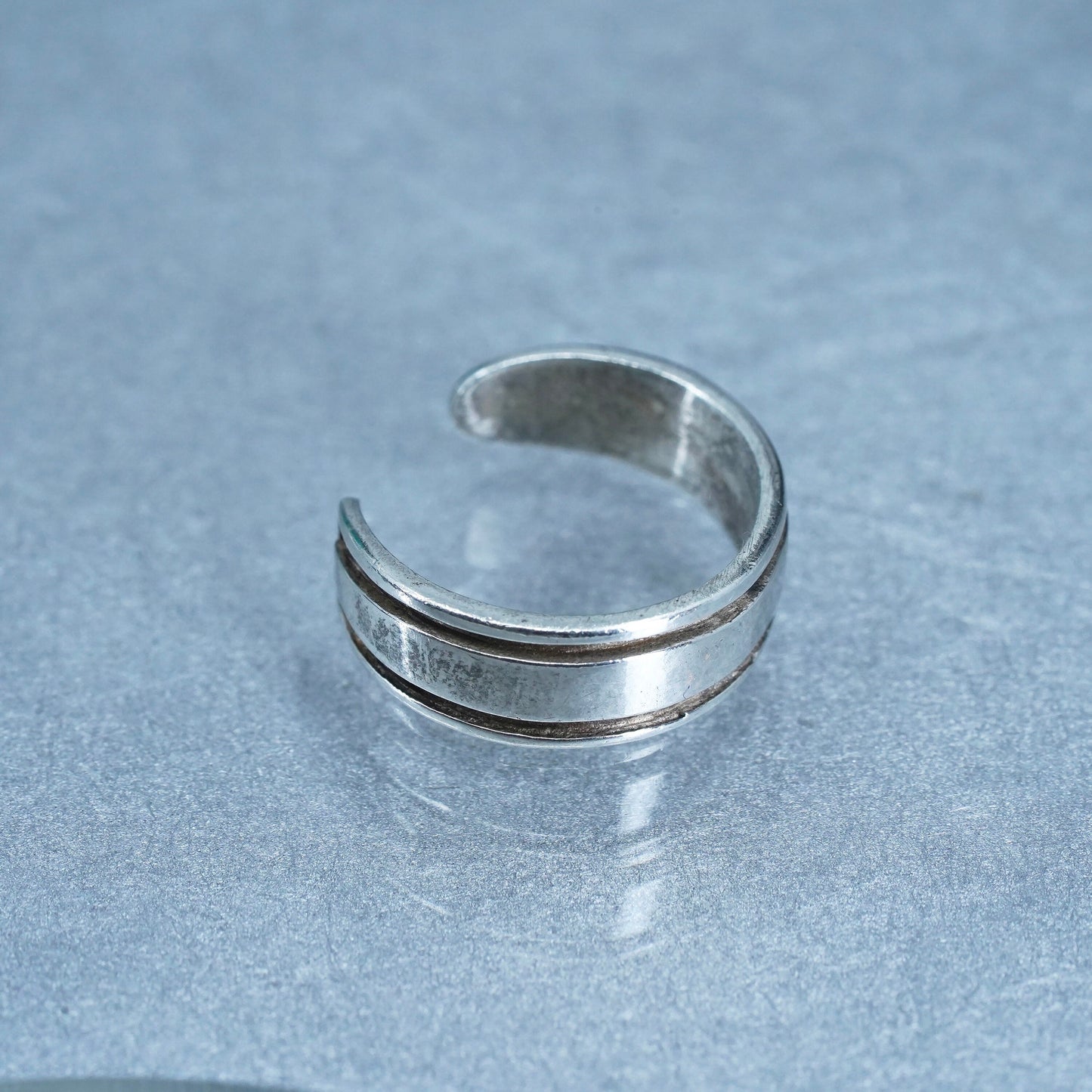 Size 2.25, southwestern Sterling 925 silver handmade ring, textured open band