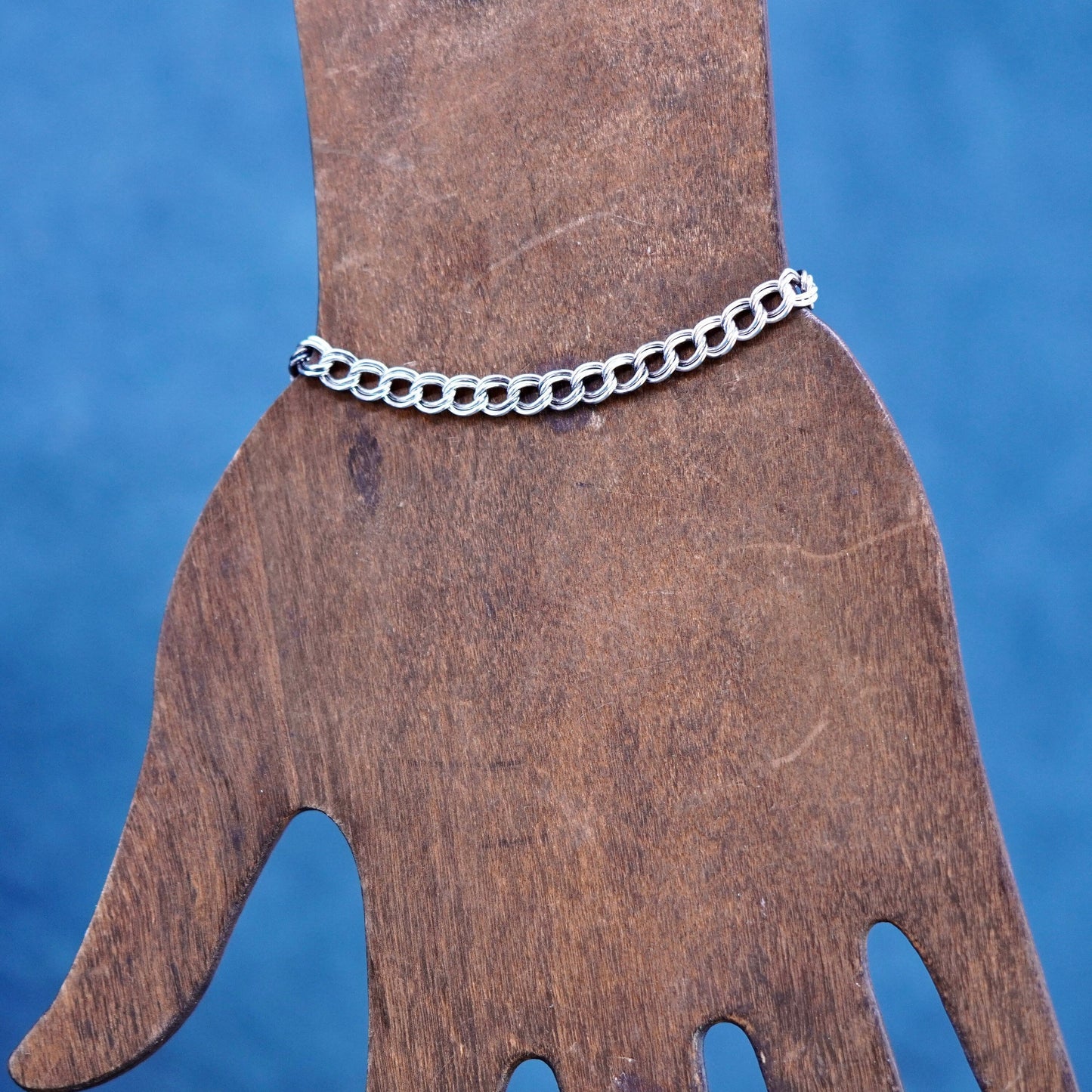 5.75”, Italy Sterling silver handmade charm bracelet, 925 double curb chain
