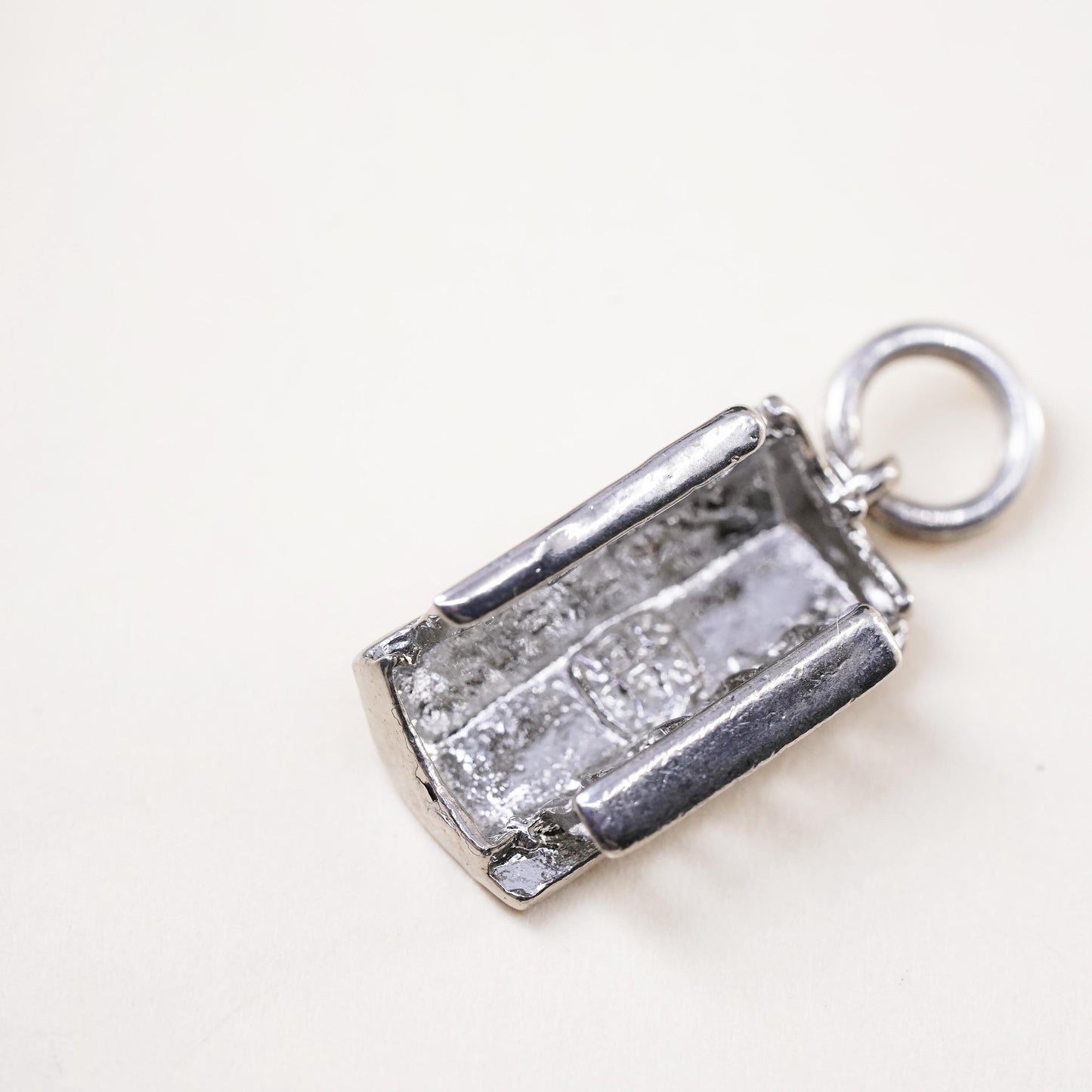 Vintage sterling silver handmade pendant, 925 shed farm charm