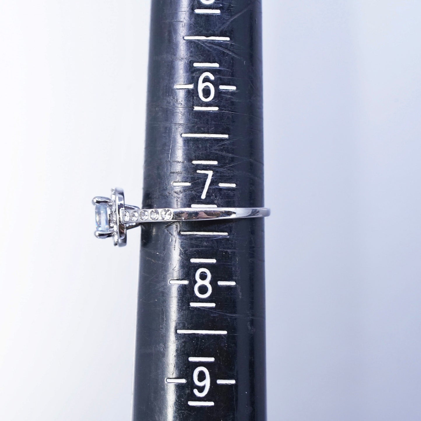 Size 7.25, vintage Sterling 925 silver statement engagement ring w/ cluster Cz