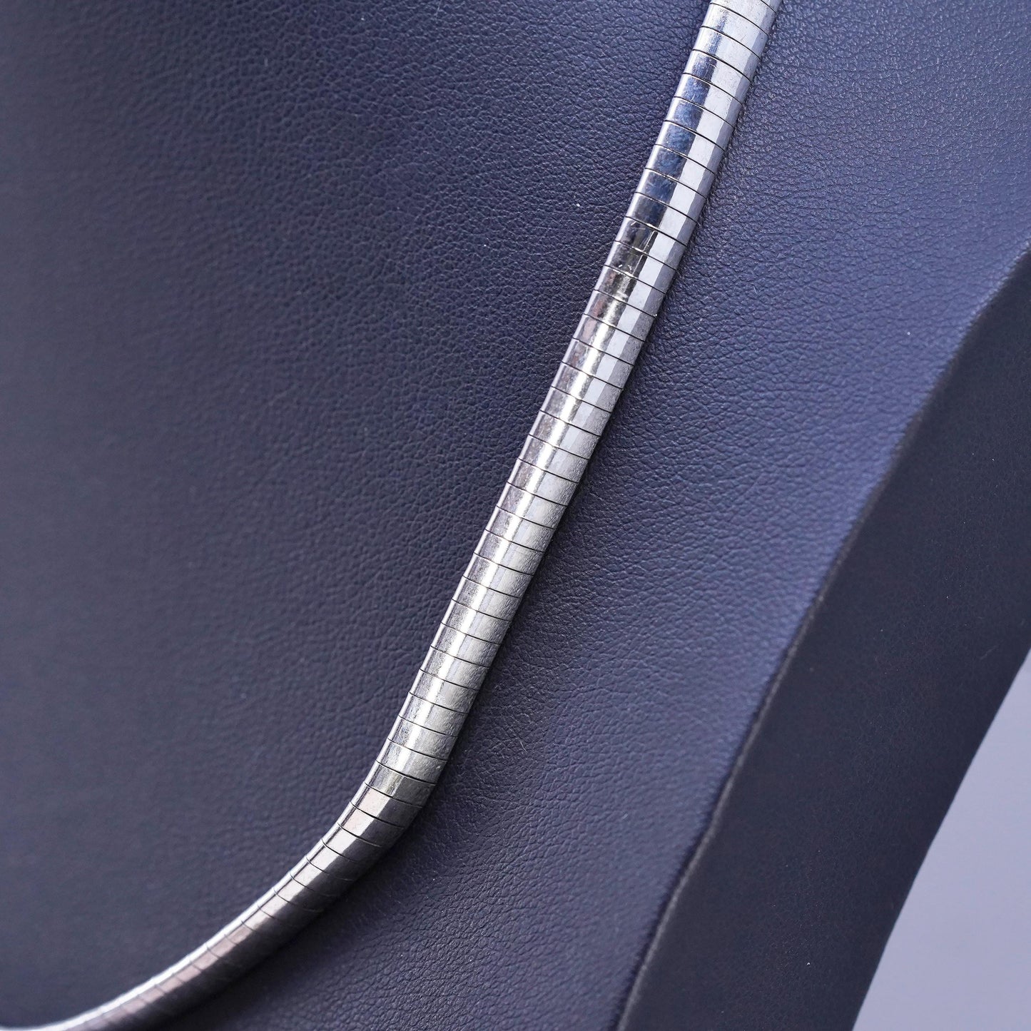 18", vintage Italian Sterling silver necklace, solid 925 silver omega chain