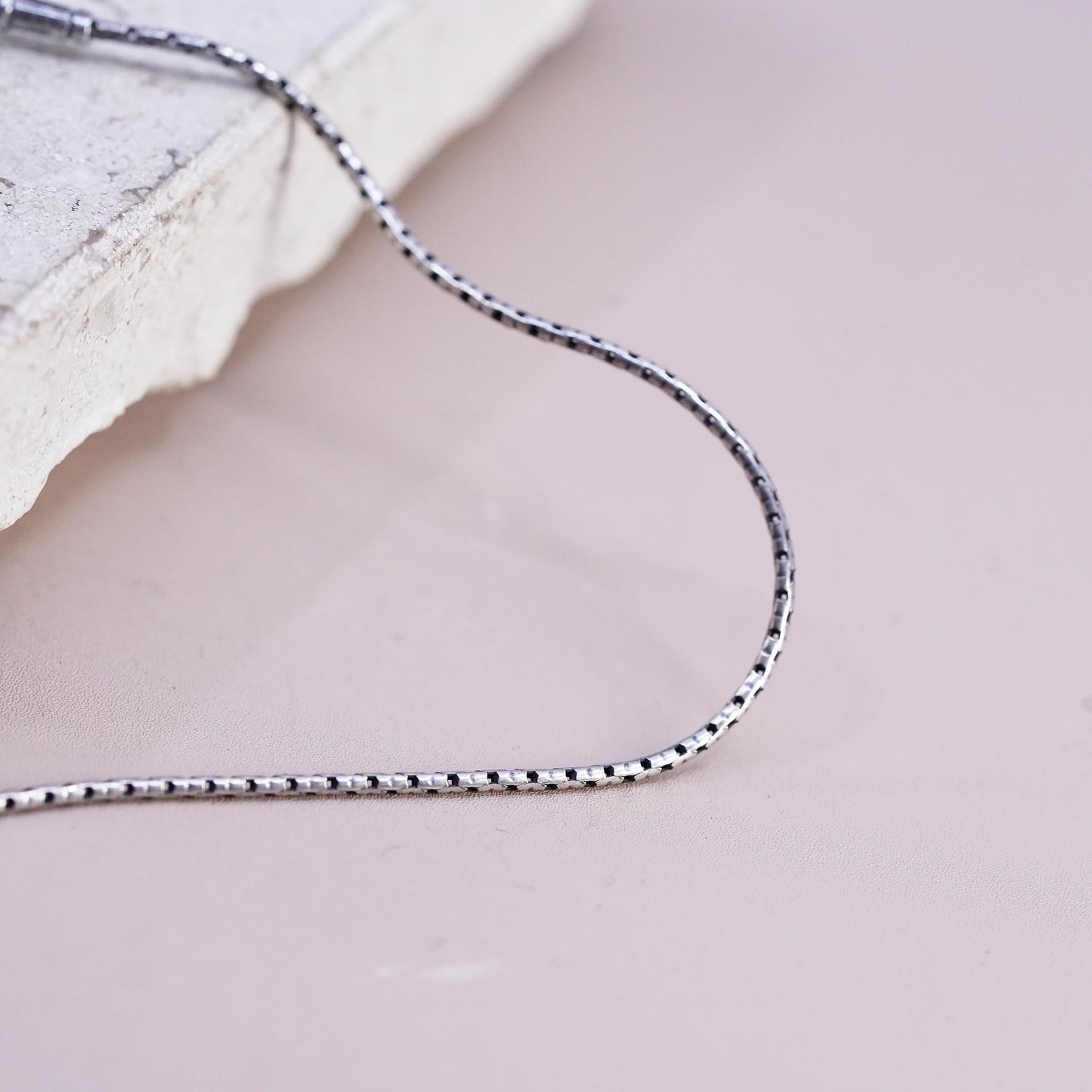 16" 1mm, vintage Sterling silver handmade necklace, 925 snake chain