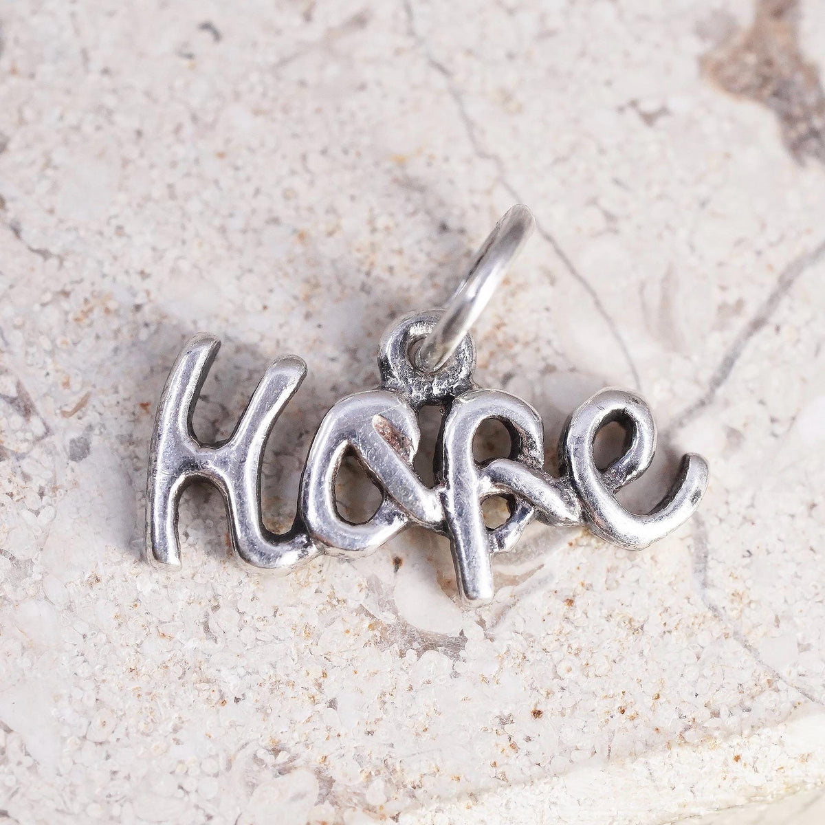 Vintage sterling silver handmade pendant, 925 Hope charm