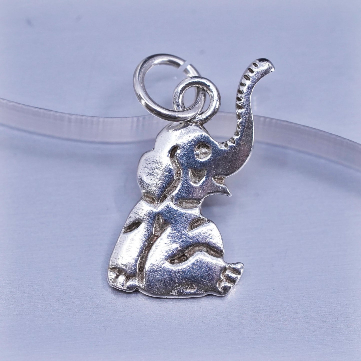 vintage Sterling silver handmade charm, 925 elephant pendant