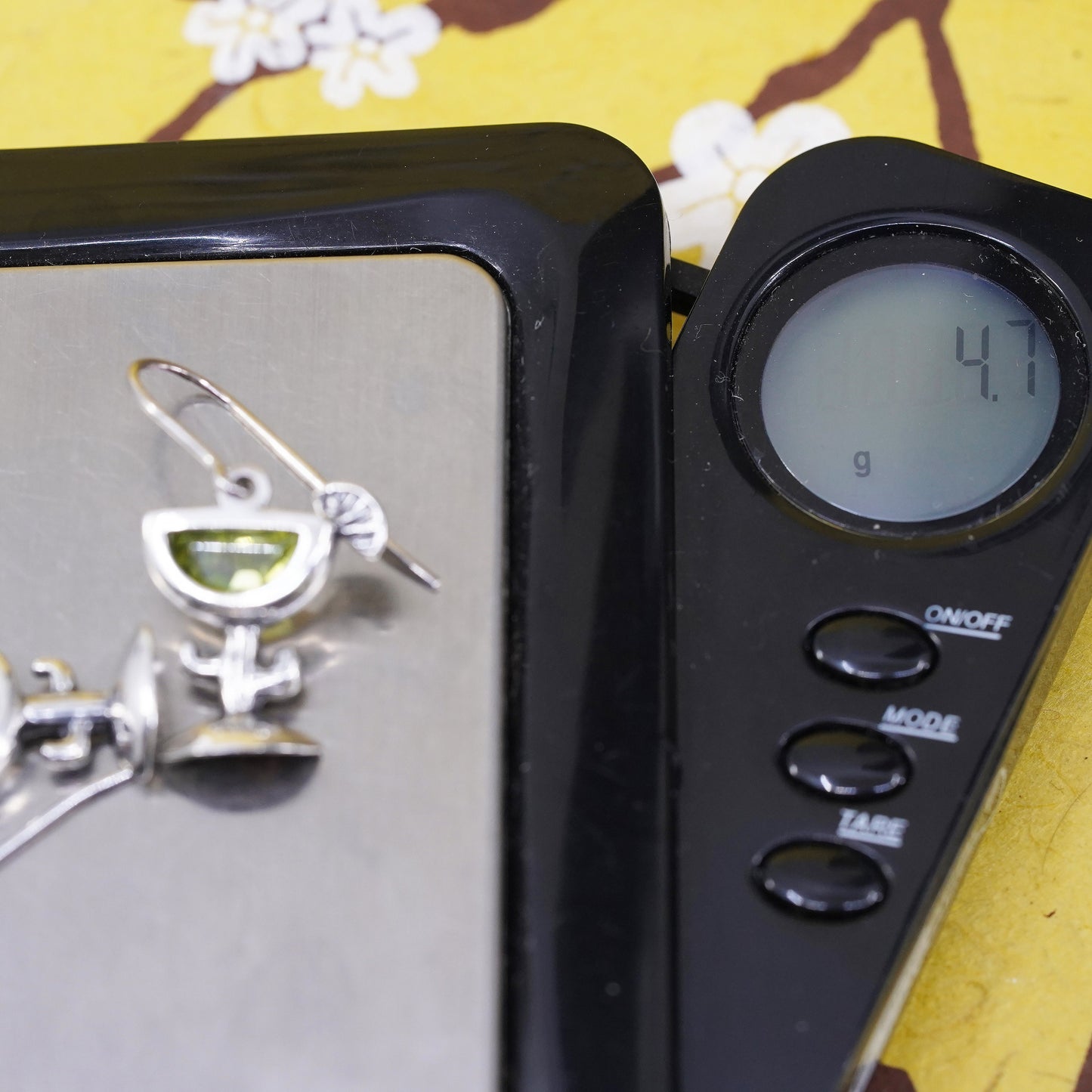 Silpada Sterling 925 silver earrings with martini glass and Green Cz