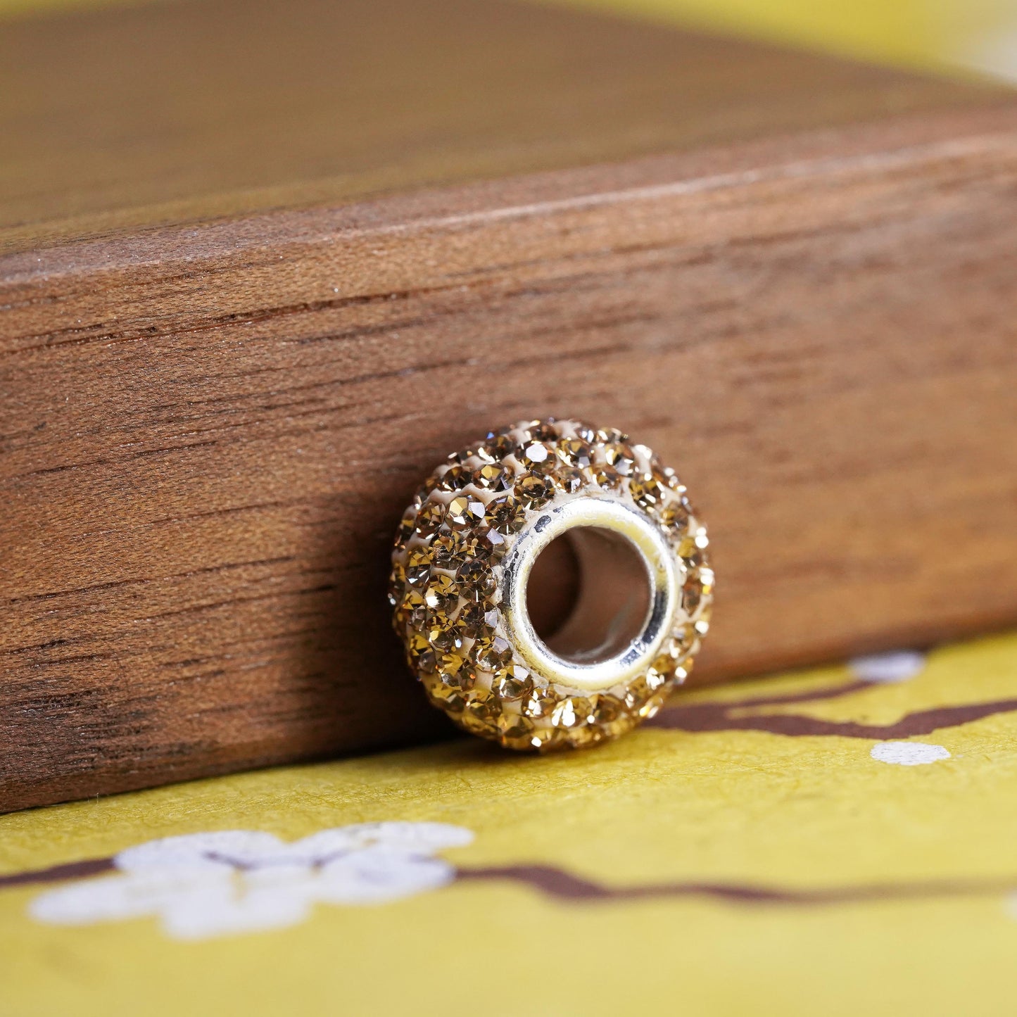 Vintage Sterling 925 silver handmade pendant bead charm with cluster cz