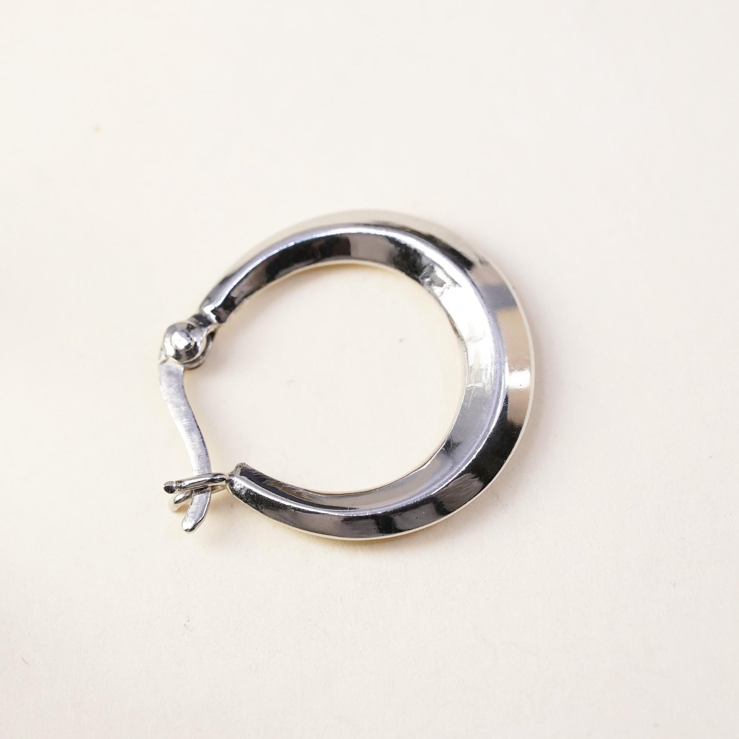 0.75", Vintage sterling silver loop single earring, minimalist primitive hoop