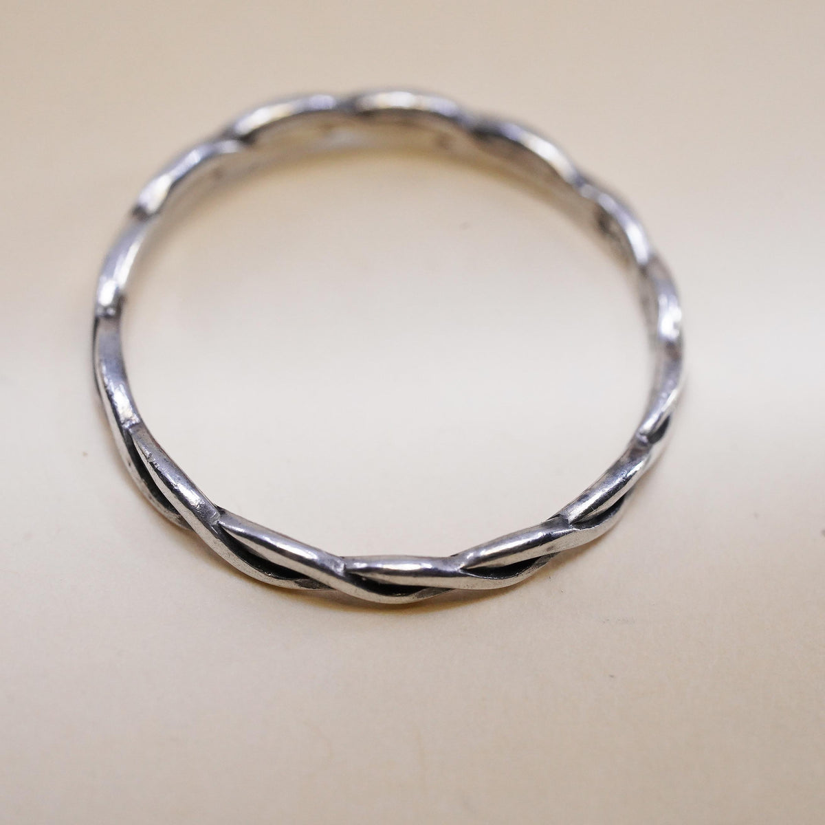 Size 9, Vintage Shube southwestern sterling silver ring, woven pattern 925 band