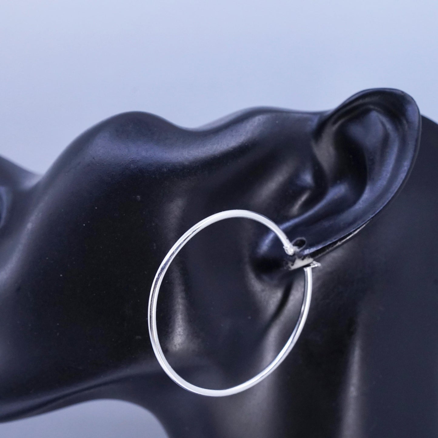1.75", DENTED vintage Sterling silver handmade earrings, 925 hoops