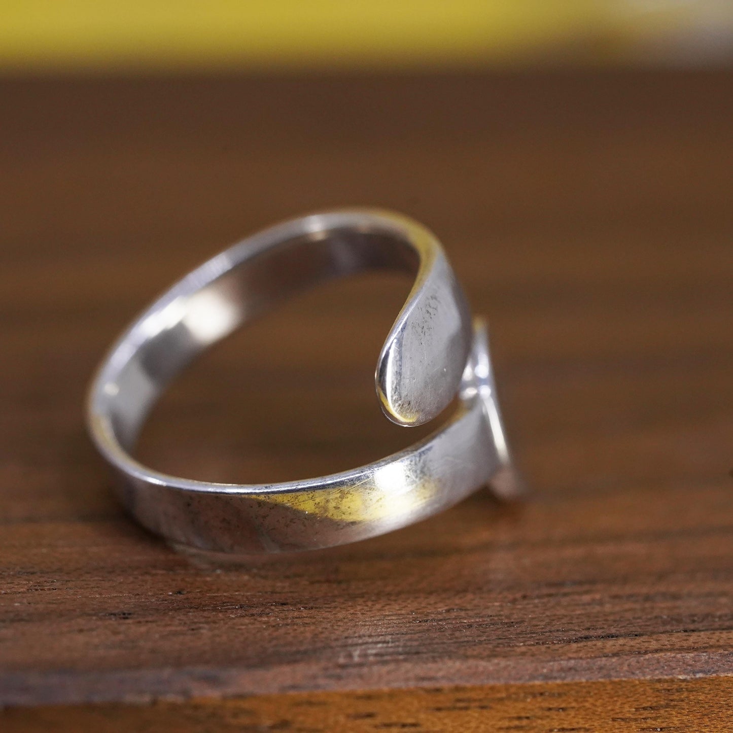 Size adjustable, vintage Sterling silver ring, 925 blank wrap band
