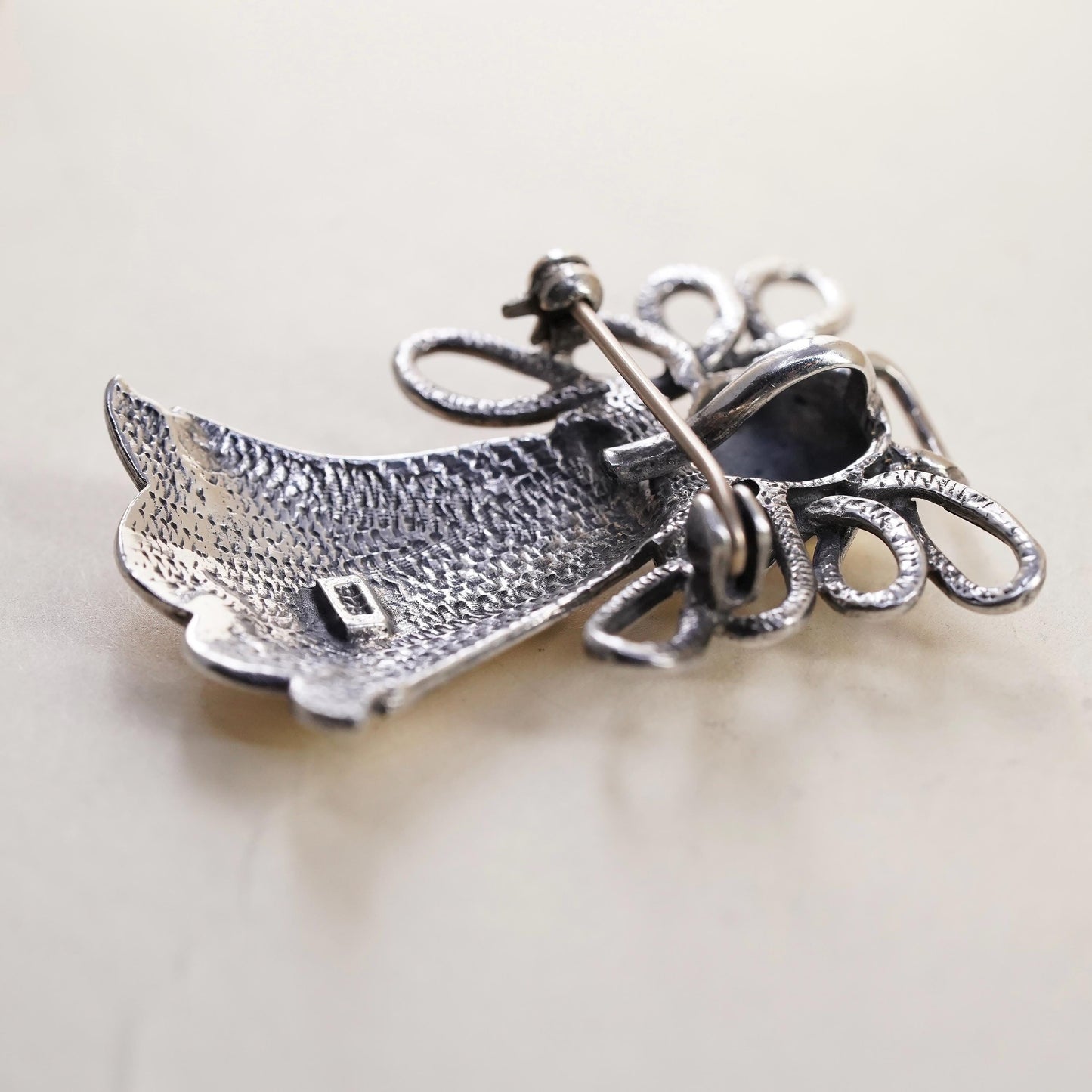 Vintage southwestern handmade brooch sterling silver, 925 angel pendant