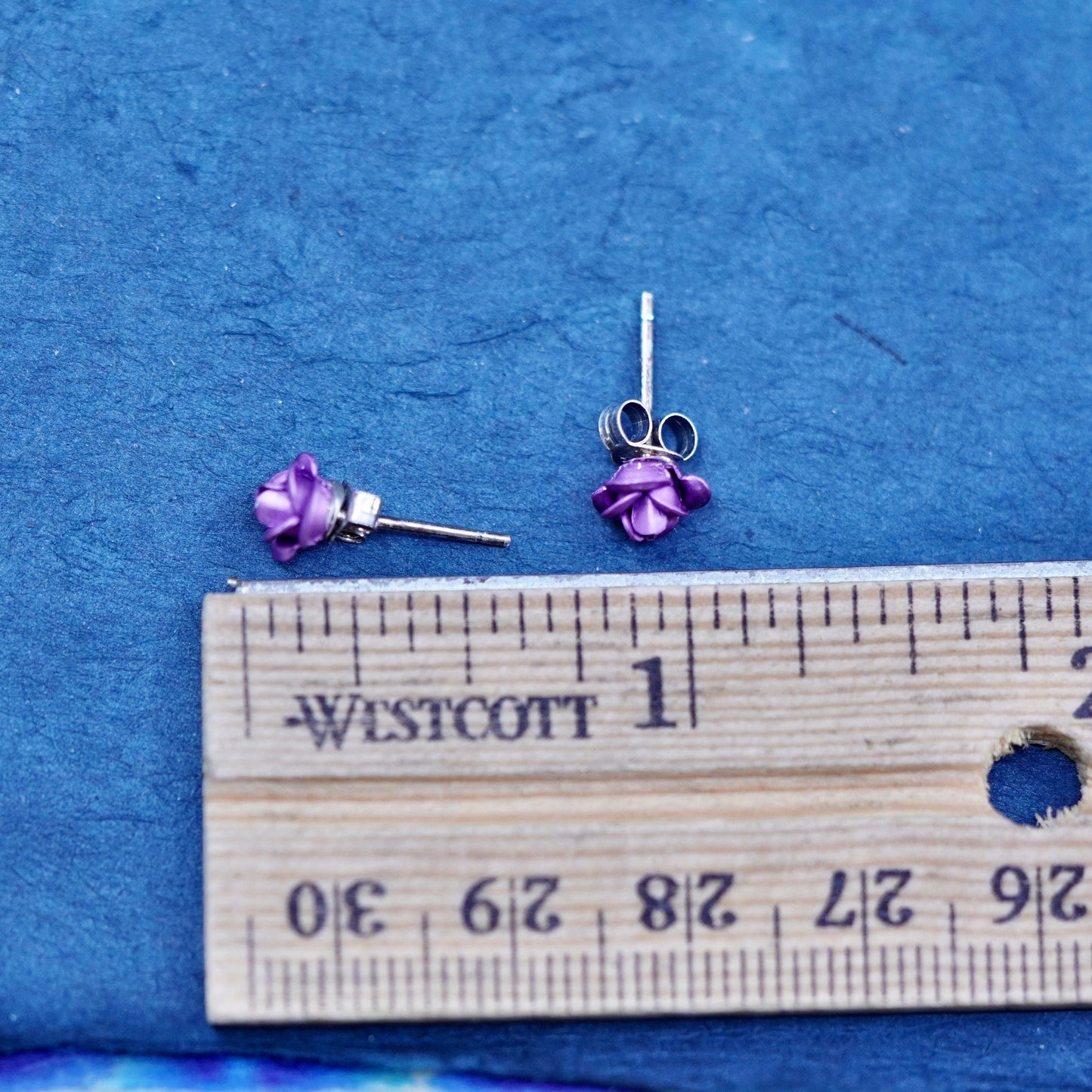 Vintage Sterling silver earrings, 925 purple flower studs