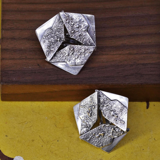 Vintage New York Kenneth Cole textured Sterling 925 Silver Studs Earrings